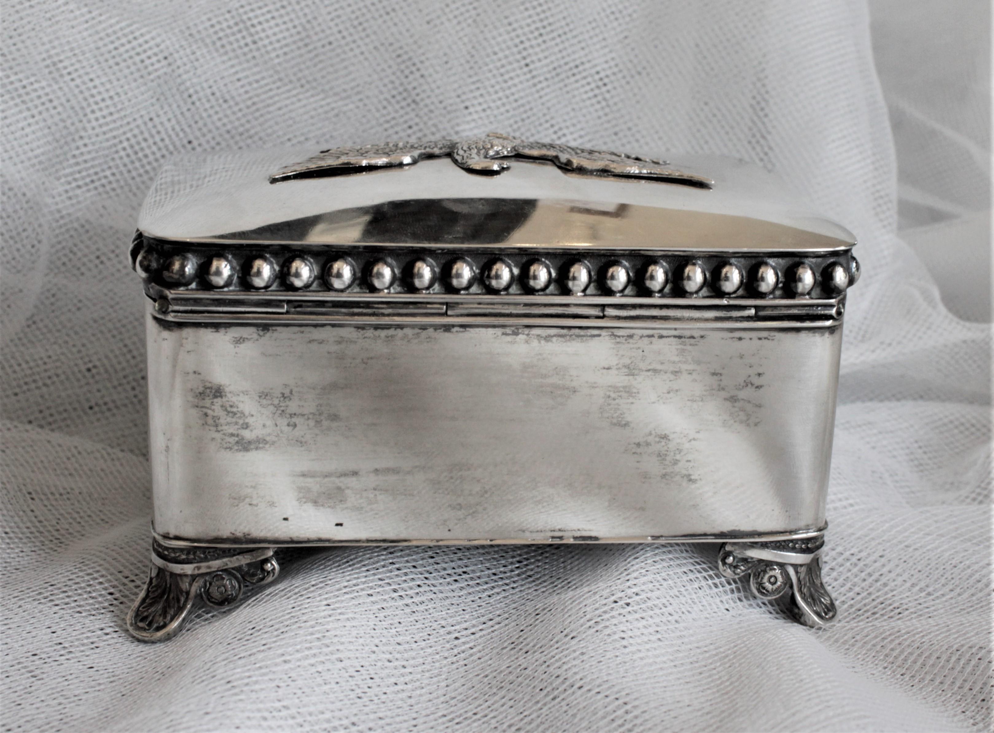 Antique German Biedermeier Footed Silver Sugar Chest or Box For Sale 2