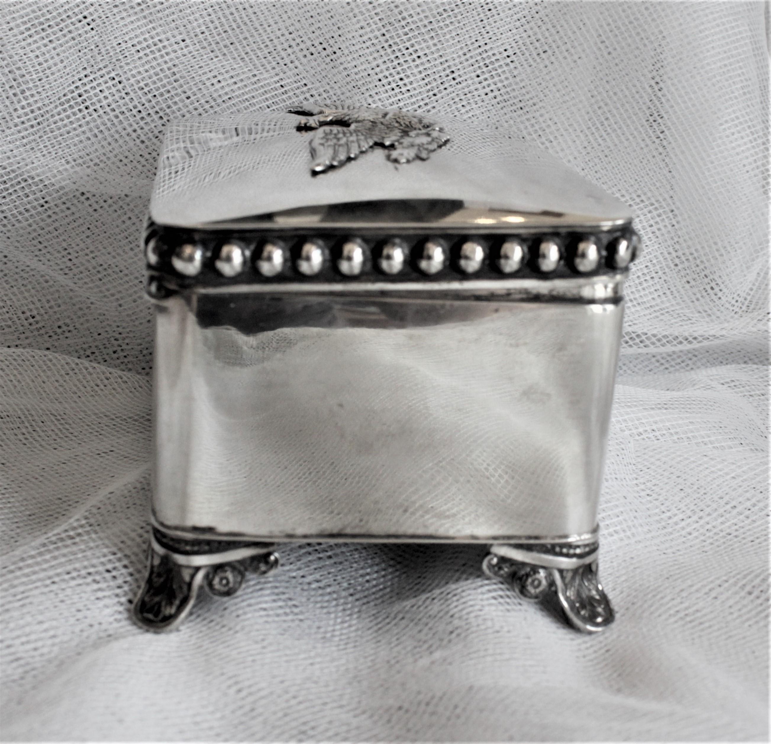 Antique German Biedermeier Footed Silver Sugar Chest or Box For Sale 3