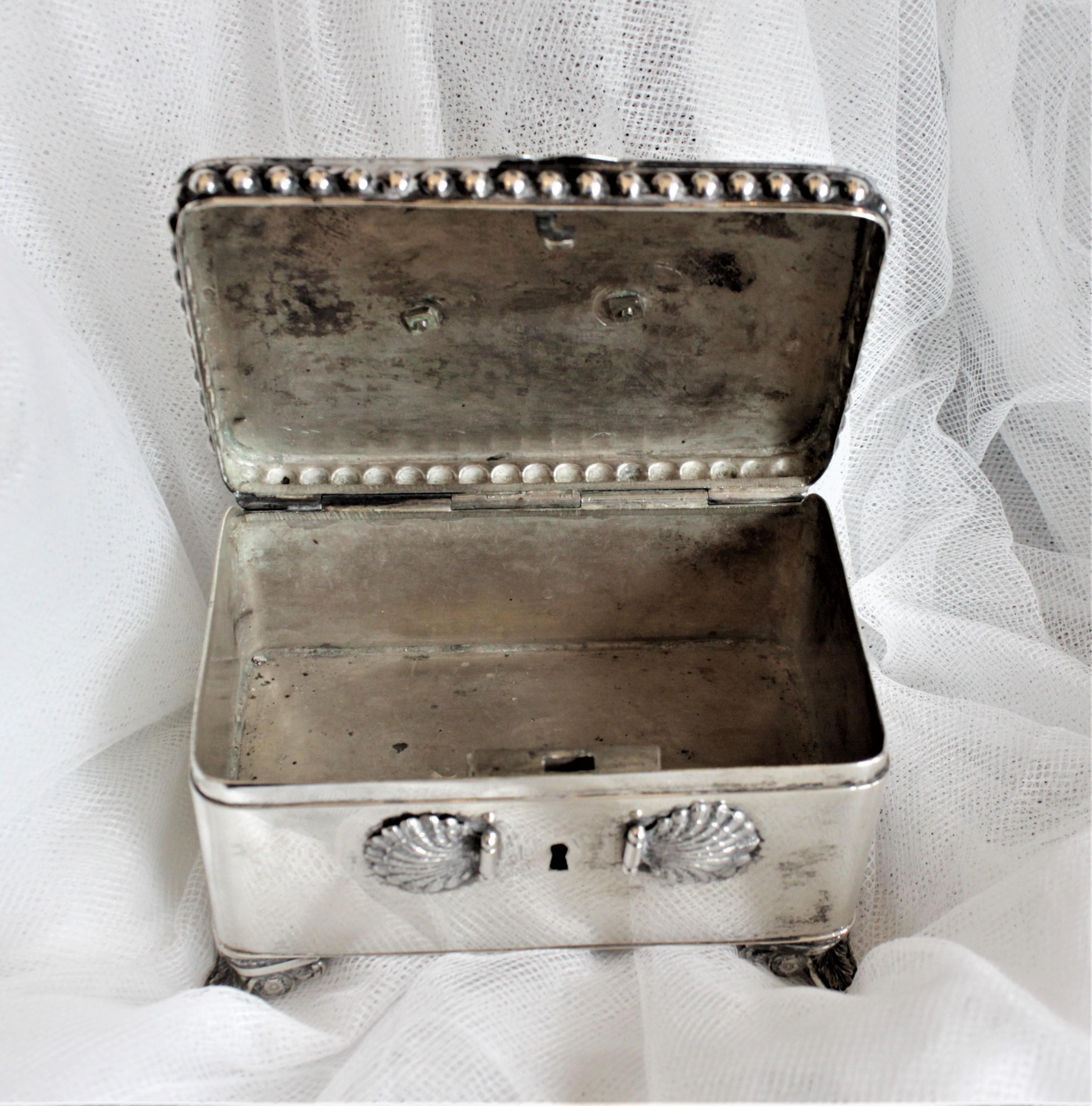 Antique German Biedermeier Footed Silver Sugar Chest or Box For Sale 9
