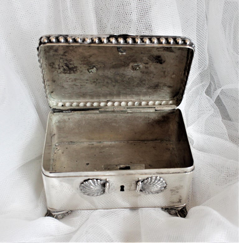 Antique German Biedermeier Footed Silver Sugar Chest or Box For Sale 12