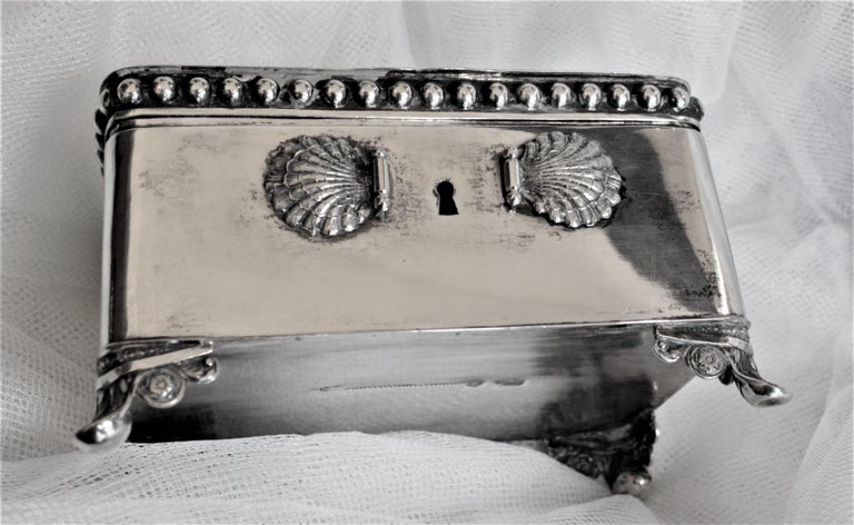 Antique German Biedermeier Footed Silver Sugar Chest or Box For Sale 15