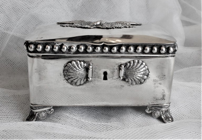 Antique German Biedermeier Footed Silver Sugar Chest or Box In Good Condition For Sale In Hamilton, Ontario