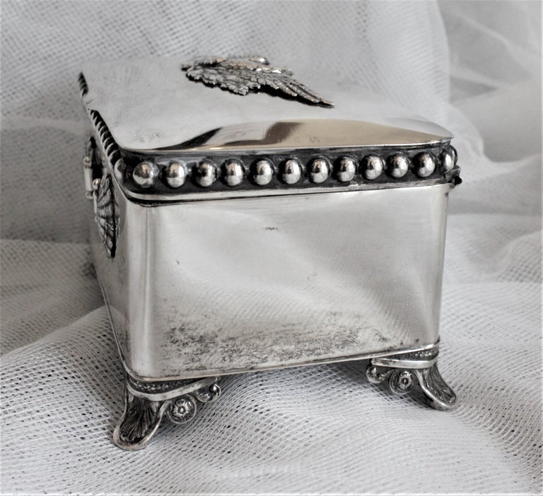 Antique German Biedermeier Footed Silver Sugar Chest or Box For Sale 4