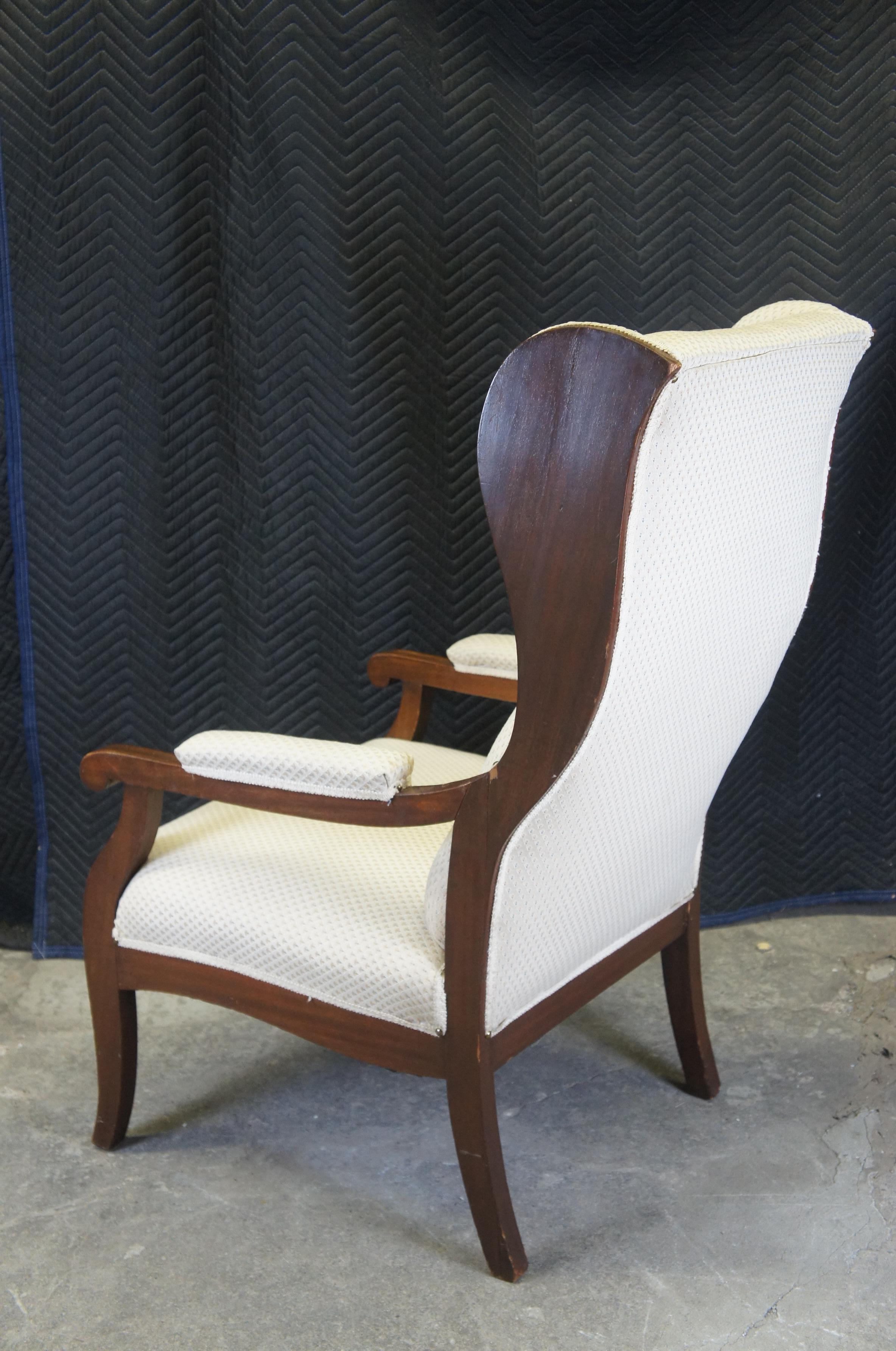 Antique German Biedermeier Mahogany Fauteuil Wingback Library Arm Chair For Sale 5