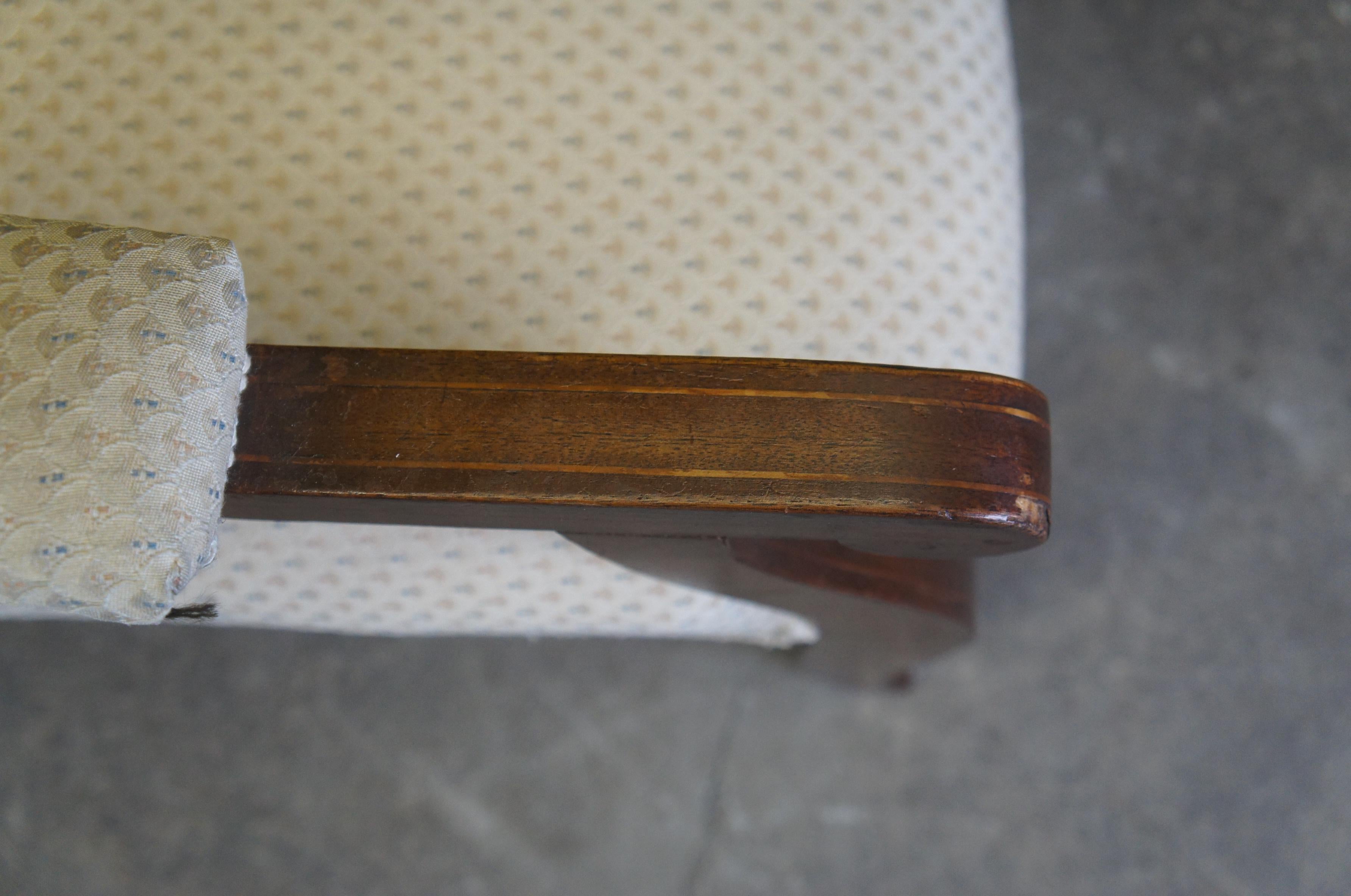 Upholstery Antique German Biedermeier Mahogany Fauteuil Wingback Library Arm Chair For Sale