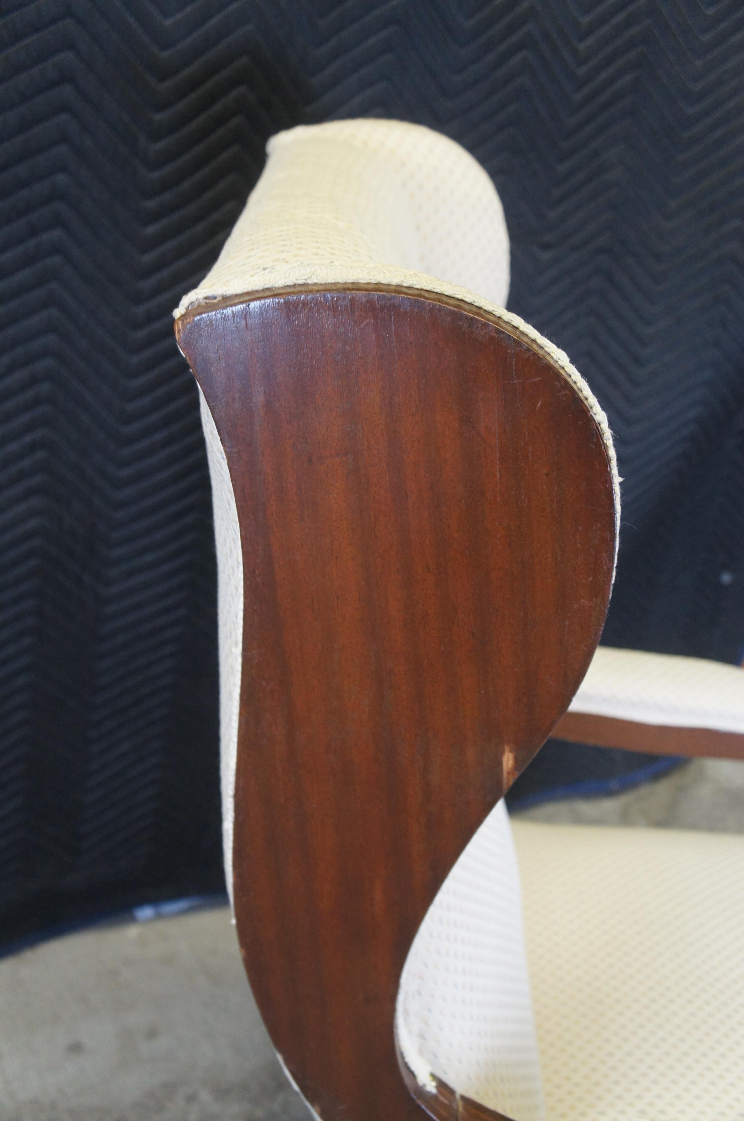 Antique German Biedermeier Mahogany Fauteuil Wingback Library Arm Chair For Sale 1