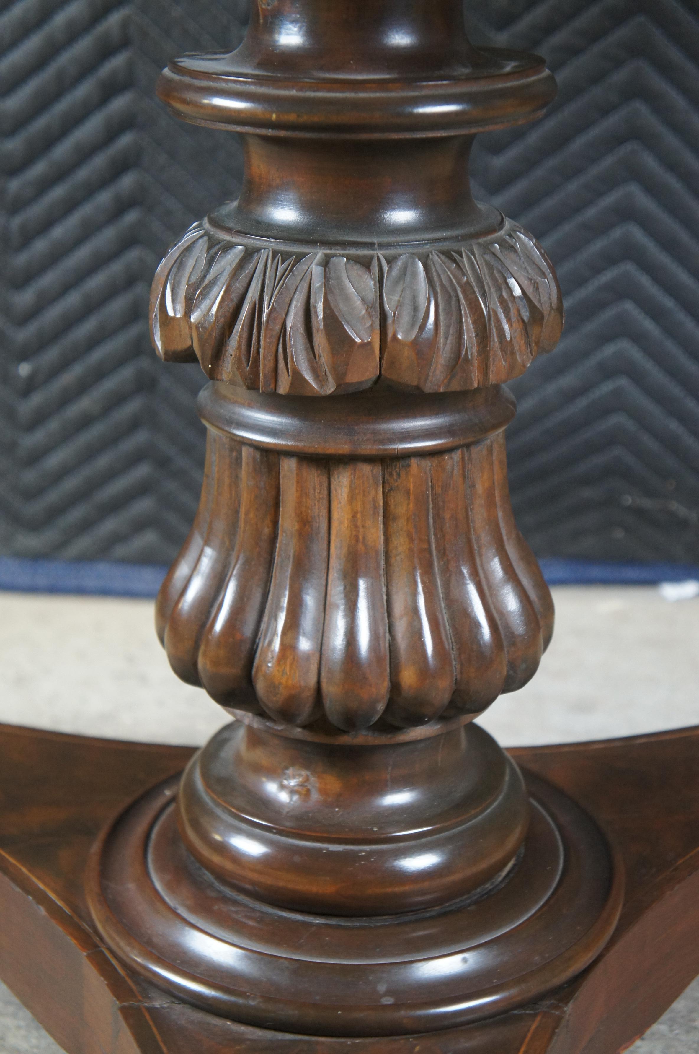 Antique German Biedermeier Mahogany Inlaid Round Center Pedestal Table 36