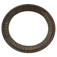 Cadre photo ovale en bois sculpté Biedermeier allemand, 19e siècle