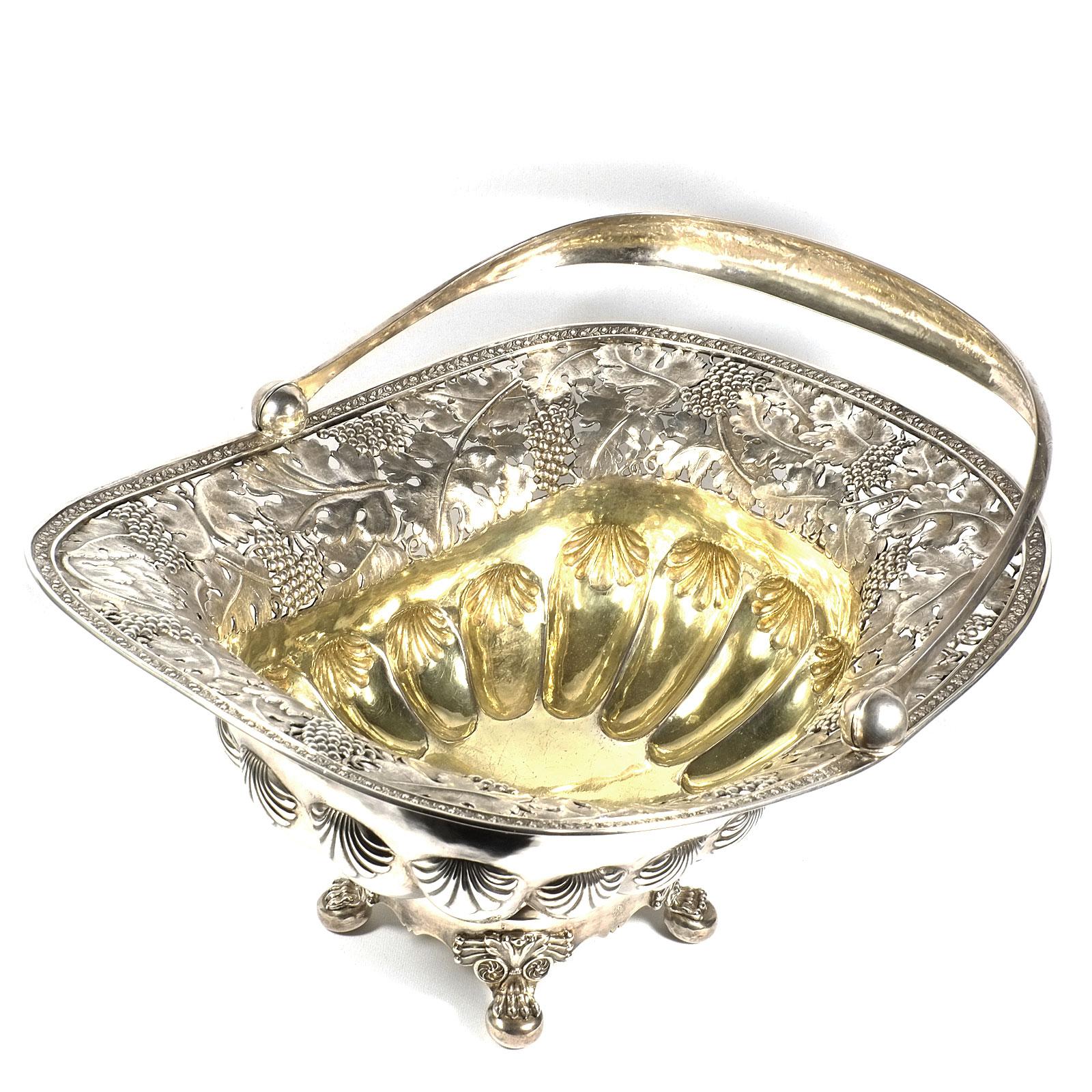 Giorgio IV Antico cestino d'argento tedesco Biedermeier, datato 1828 in vendita