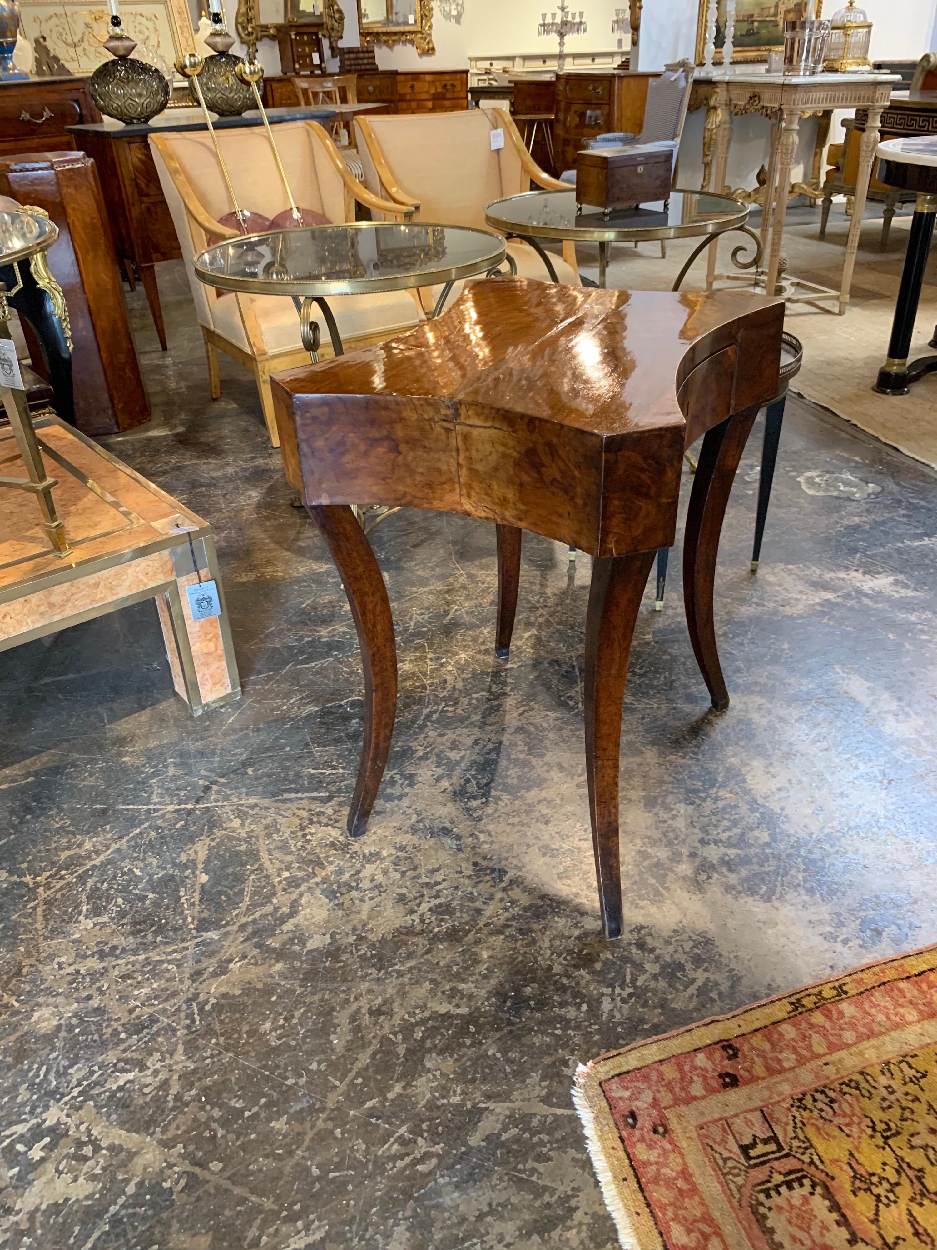 Antique German Biedermeier Walnut Side Table 1