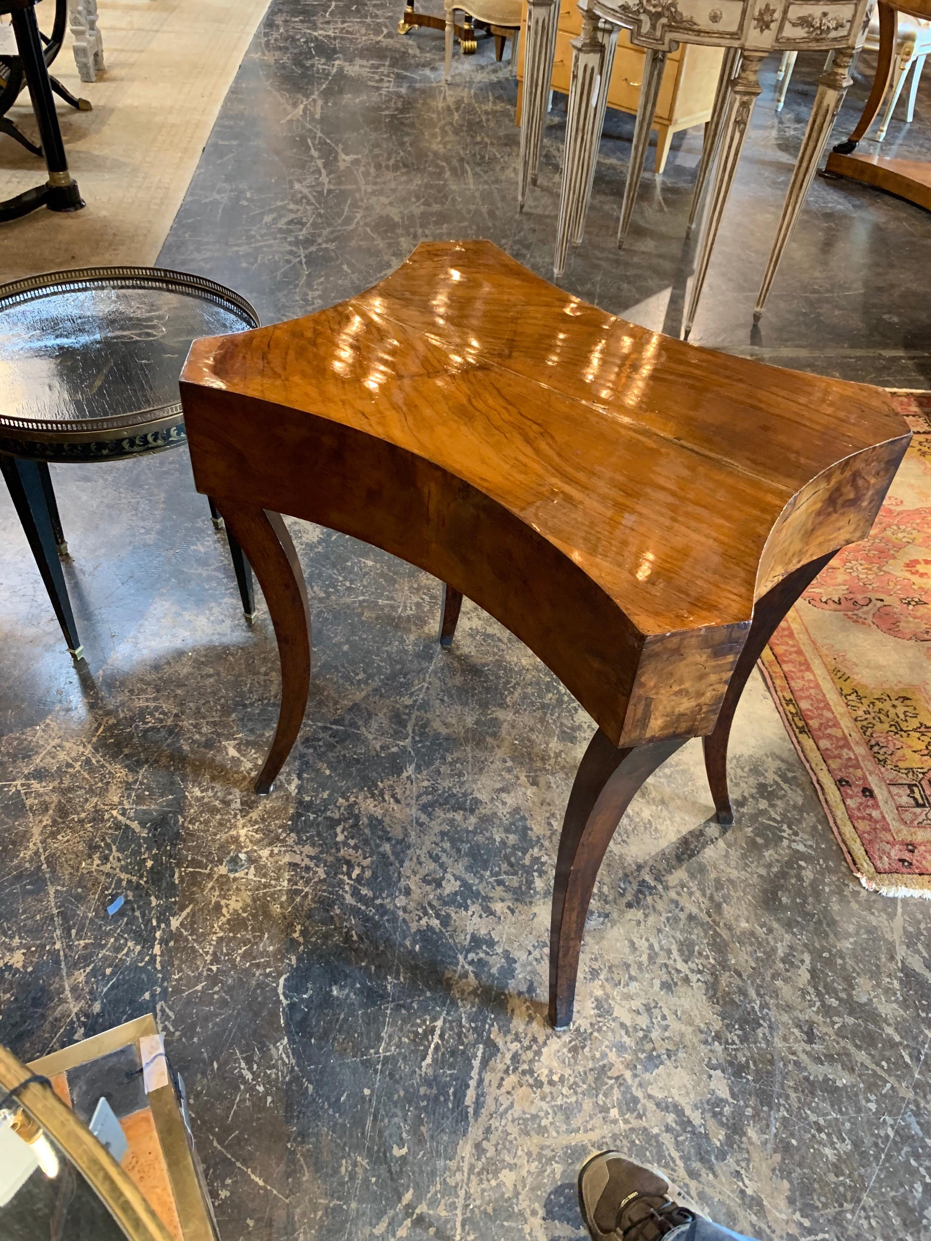Antique German Biedermeier Walnut Side Table 2