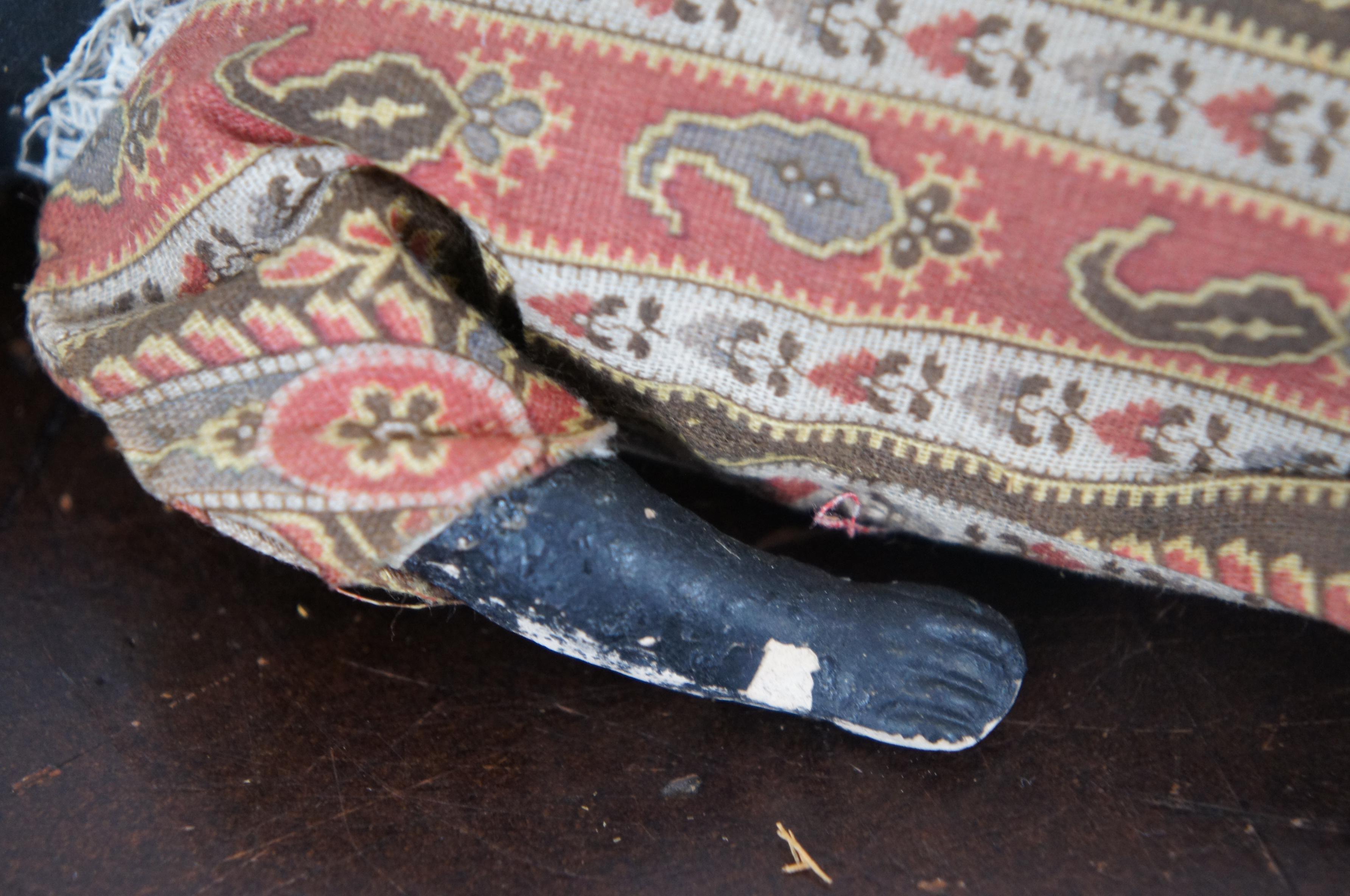 Antike deutsche Biskuit Schwarz Ebenholz Mädchen Puppe Tuch Körper Leder Füße (19. Jahrhundert) im Angebot