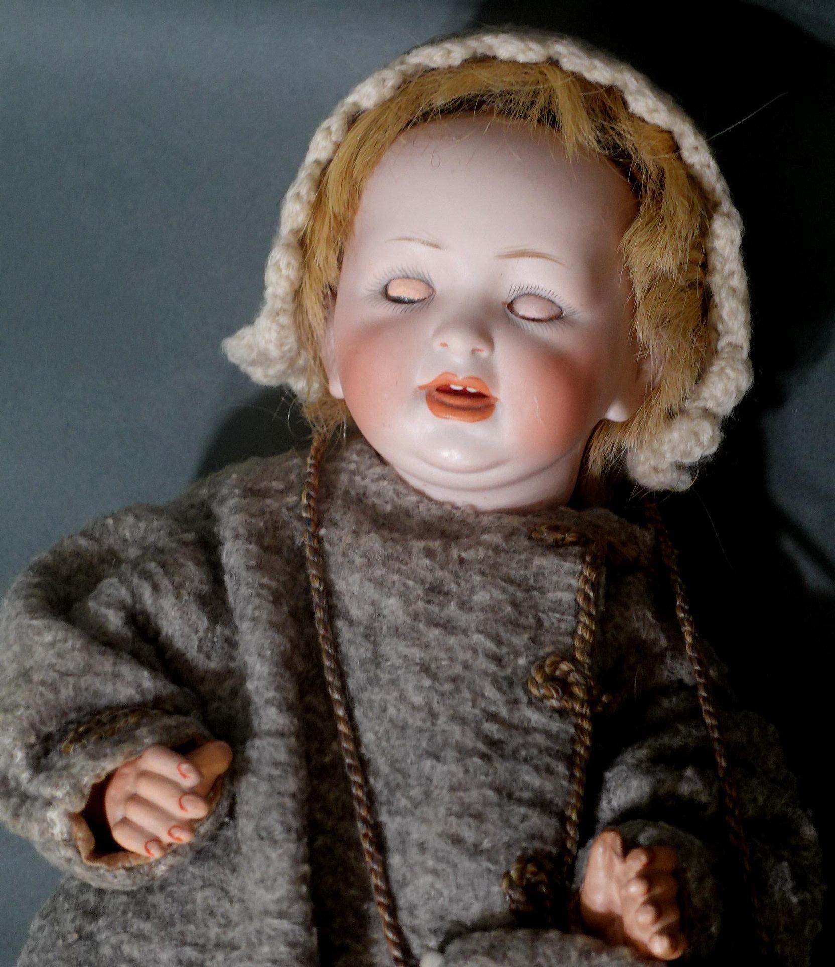 Antique German Bisque Doll #152/4 Happy Character Baby by Hertel Schwab For Sale 10