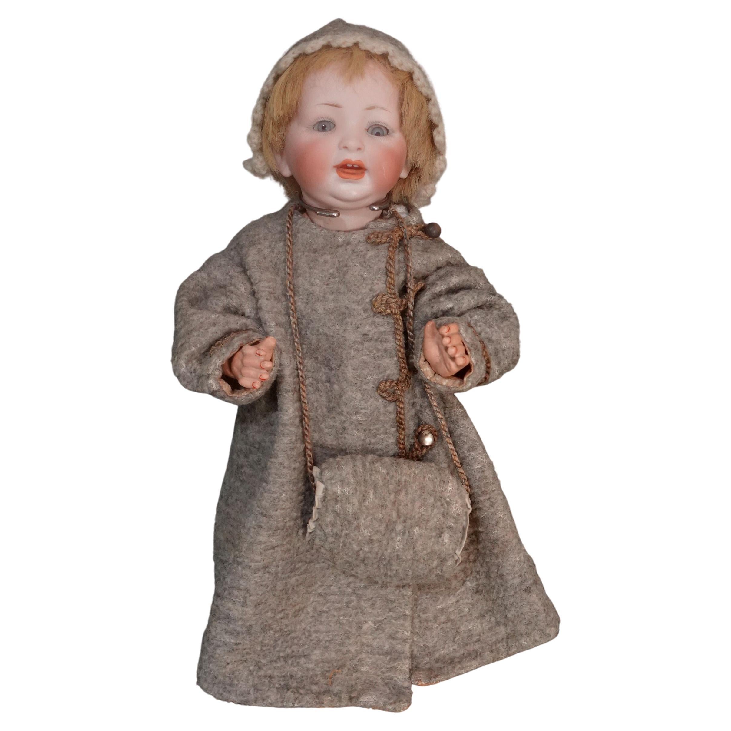 Antike deutsche Biskuit-Puppe #152/4 Happy Character Baby von Hertel Schwab