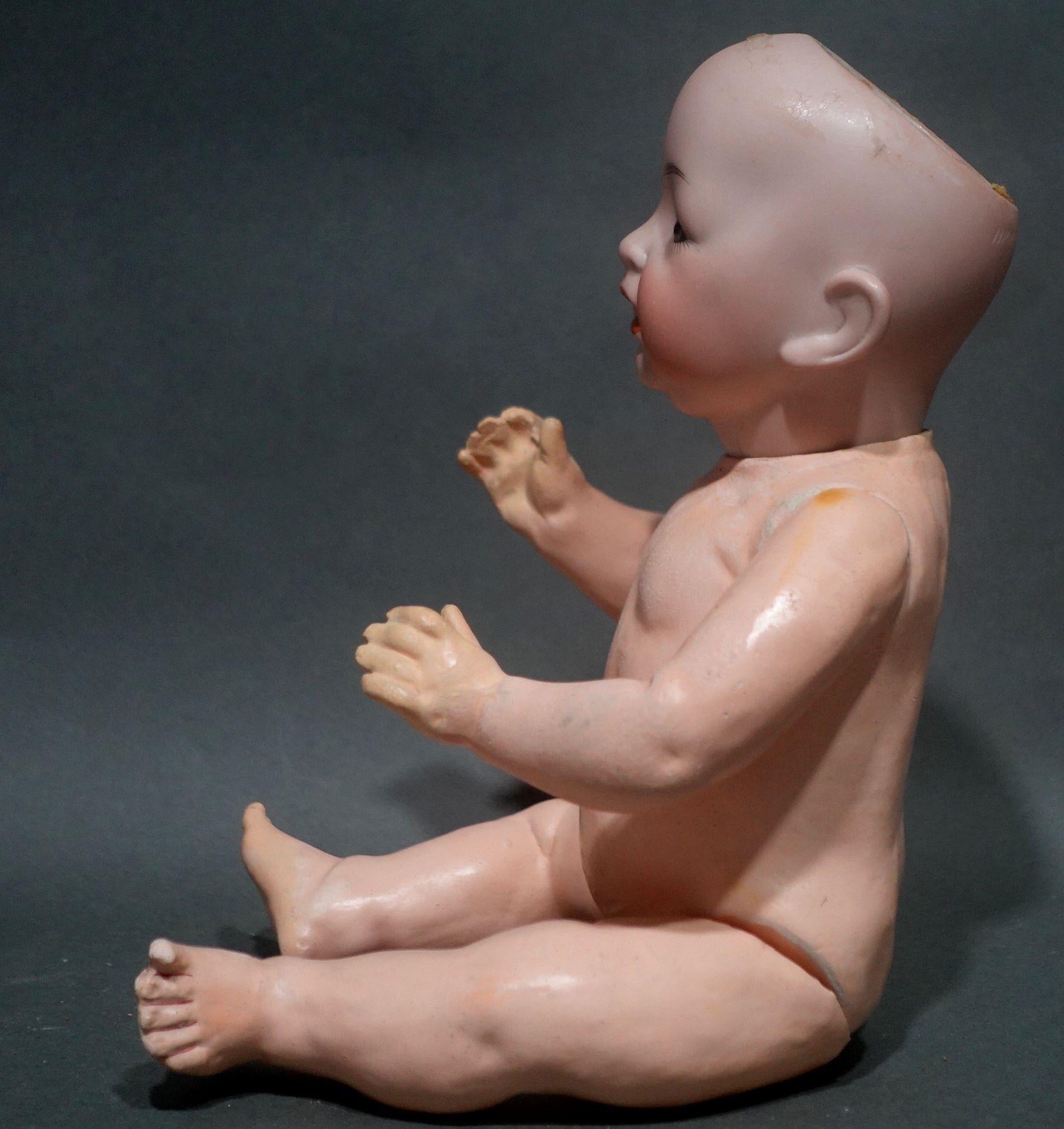 Antike deutsche Biskuit-Puppe #152/4 Happy Character Baby von Hertel Schwab Ric#005 im Angebot 5