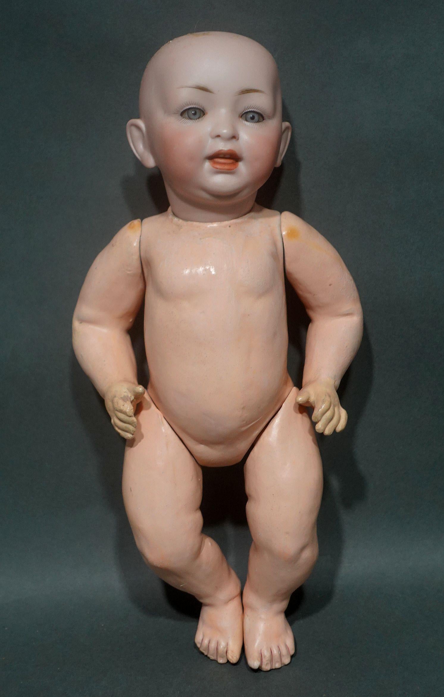 Antike deutsche Biskuit-Puppe #152/4 Happy Character Baby von Hertel Schwab Ric#005 im Angebot 10