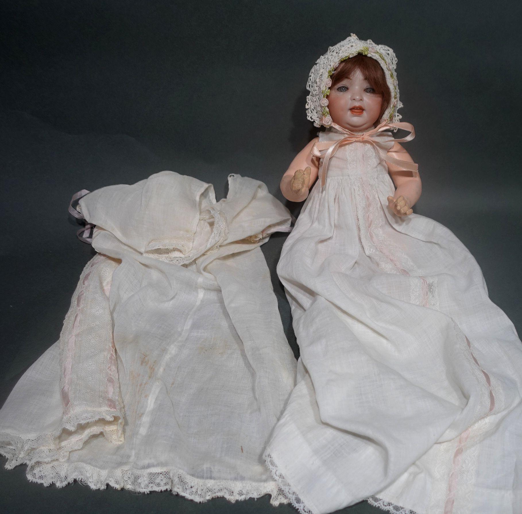 Antike deutsche Biskuit-Puppe #152/4 Happy Character Baby von Hertel Schwab Ric#005 im Angebot 1