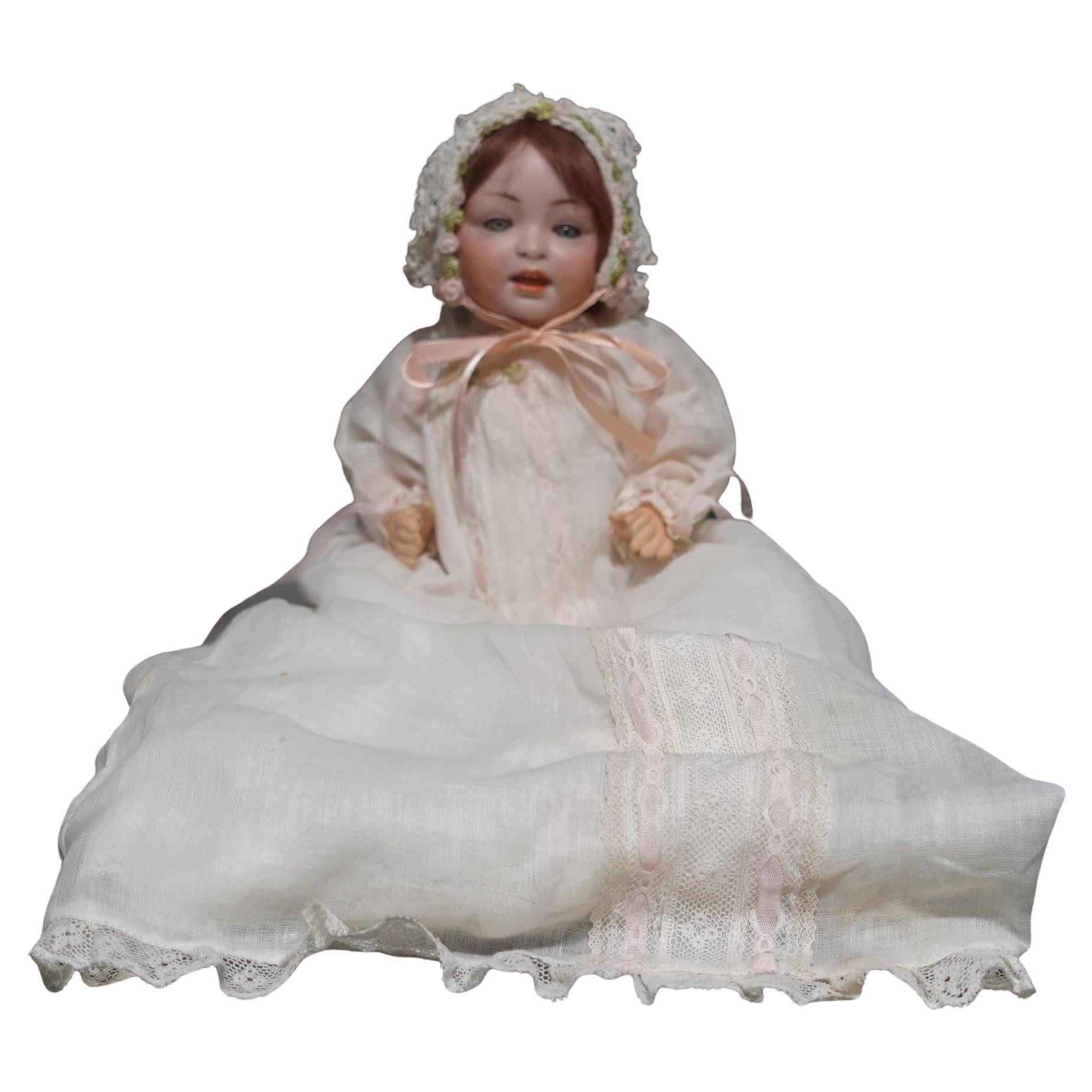 Antique German Bisque Doll #152/4 Happy Character Baby by Hertel Schwab Ric#005 For Sale