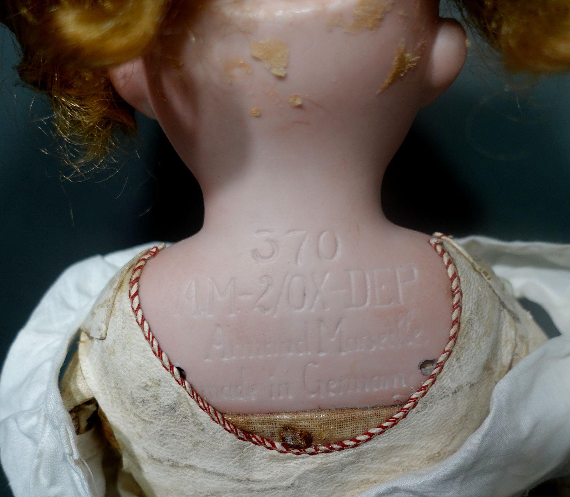 Antike deutsche Biskuit-Puppe 370 A & M-2/OX-DEP Armand Marseille, Ric#003 im Zustand „Gut“ im Angebot in Norton, MA