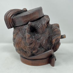 Antique German Black Forest Carved Figural Dog Humidor, Circa 1890's