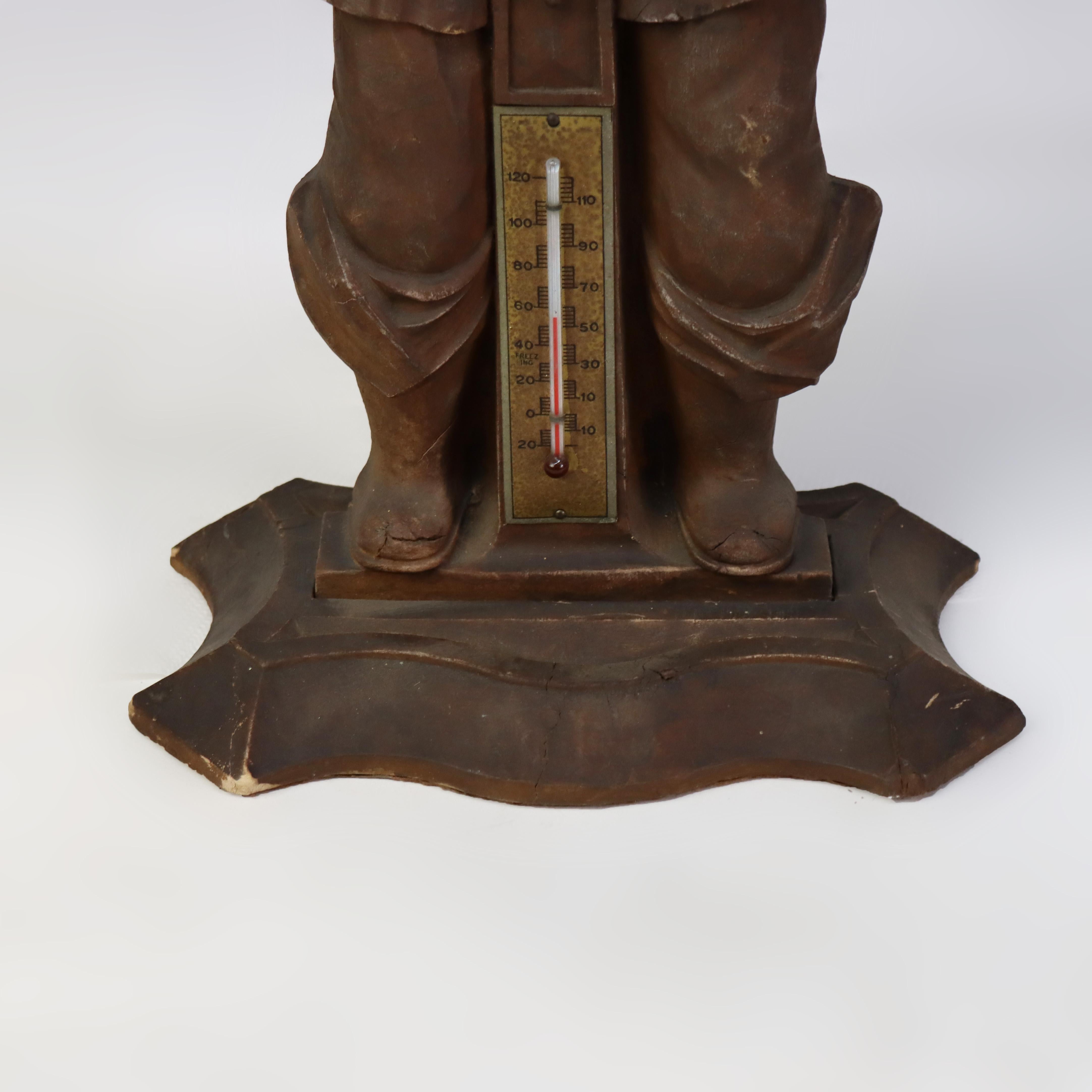 Antique German Black Forest Figural Carved Barometer with Ship Captain C1900 In Good Condition For Sale In Big Flats, NY