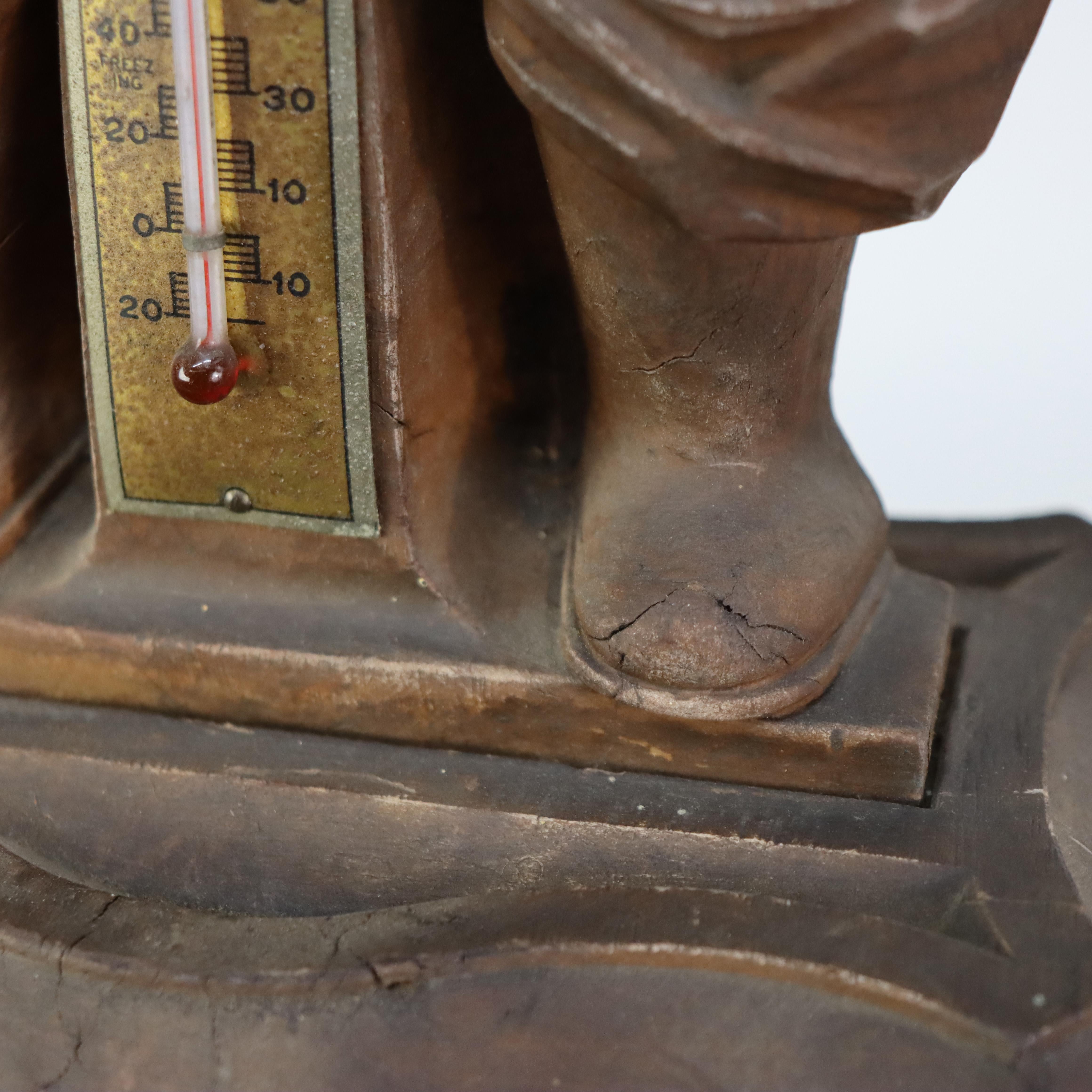 Antique German Black Forest Figural Carved Barometer with Ship Captain C1900 For Sale 2