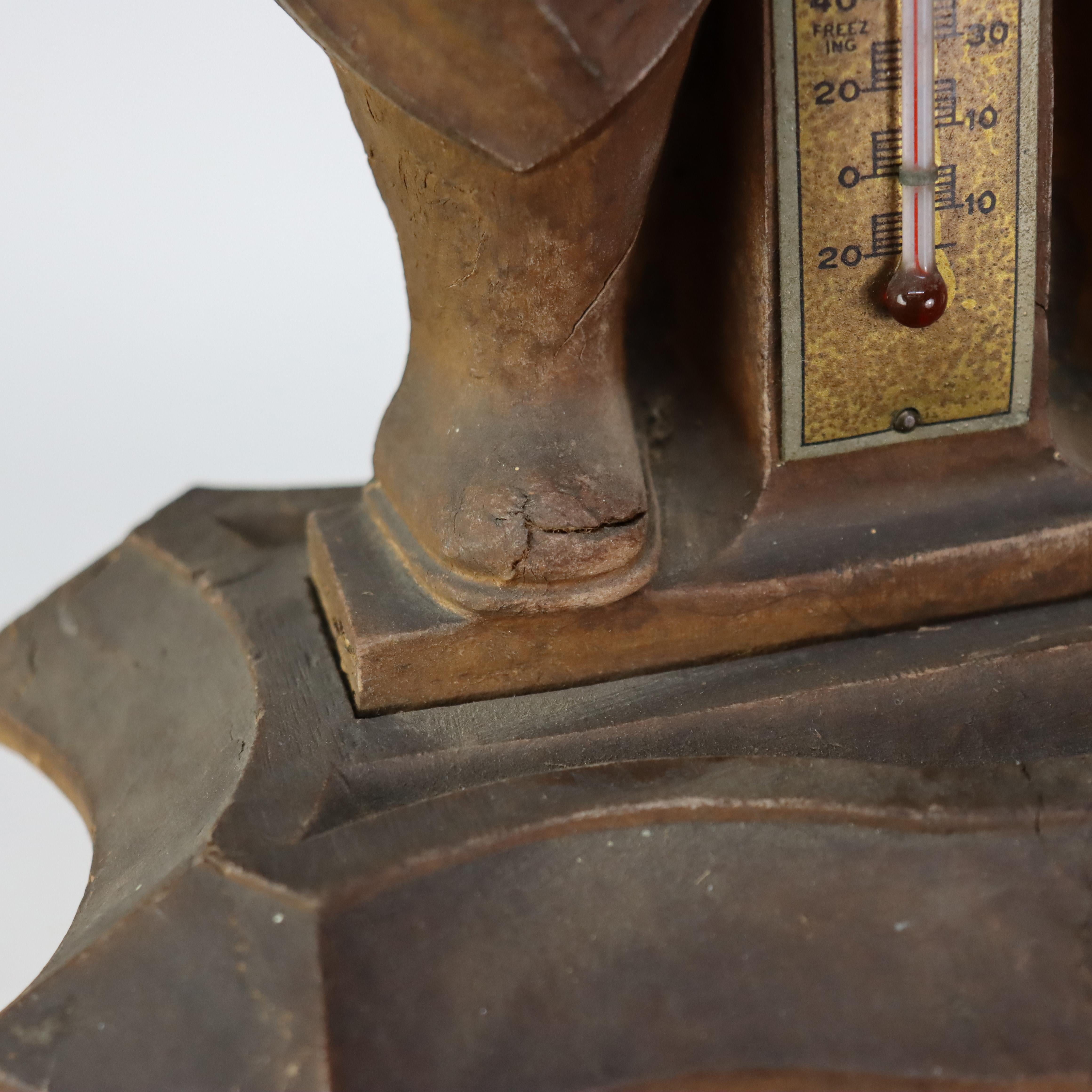 Antique German Black Forest Figural Carved Barometer with Ship Captain C1900 For Sale 3