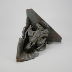 Antique German Black Forest Figural Carved Walnut Game Bird Corner Shelf, 19th C