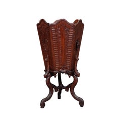 Antique German Black Forest Hand Carved Walnut Plant Stand Basket, circa 1890