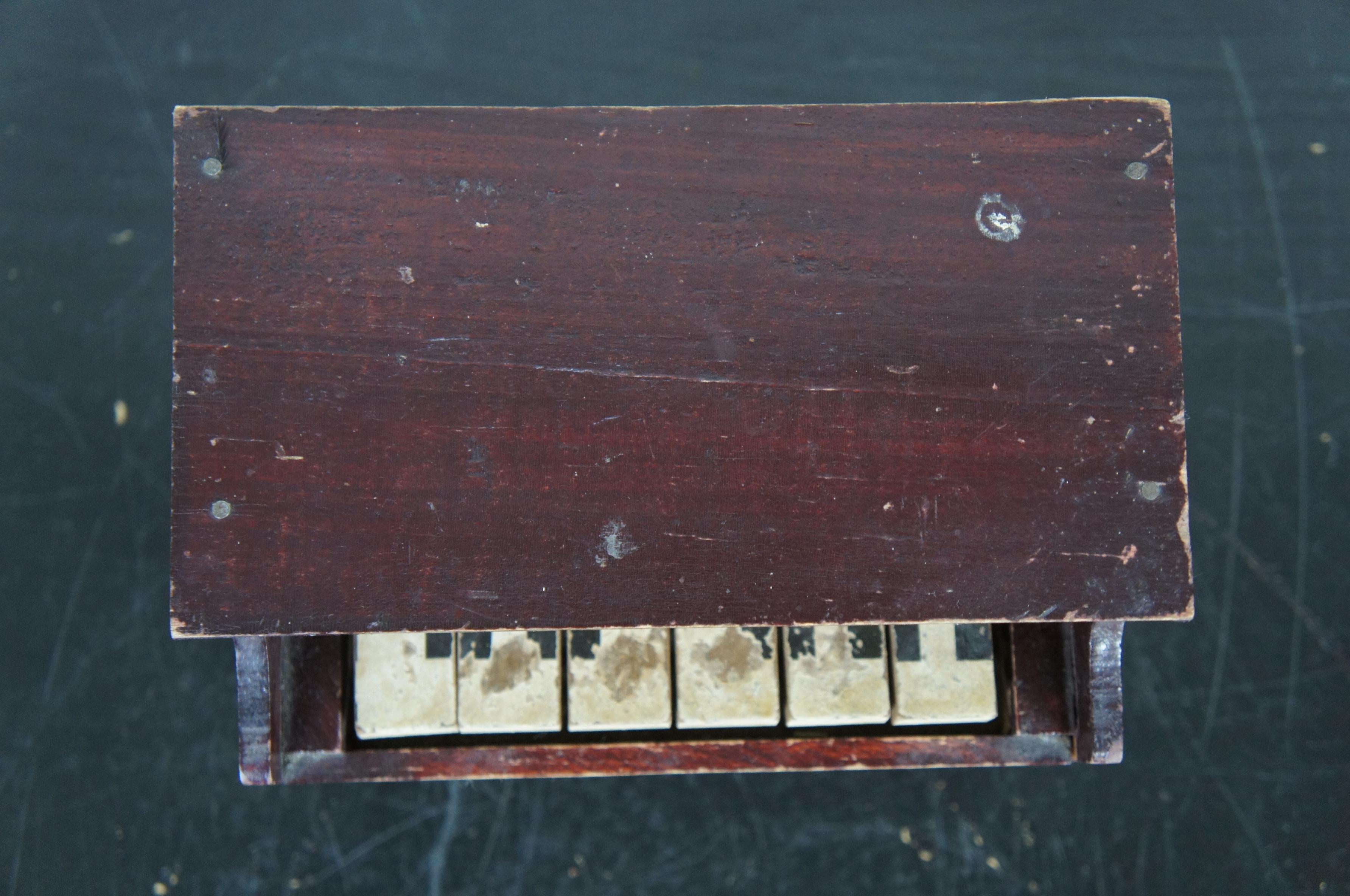 Antique German Bliss Miniature Upright Toy Piano Glockenspiel Lithograph Wood 1