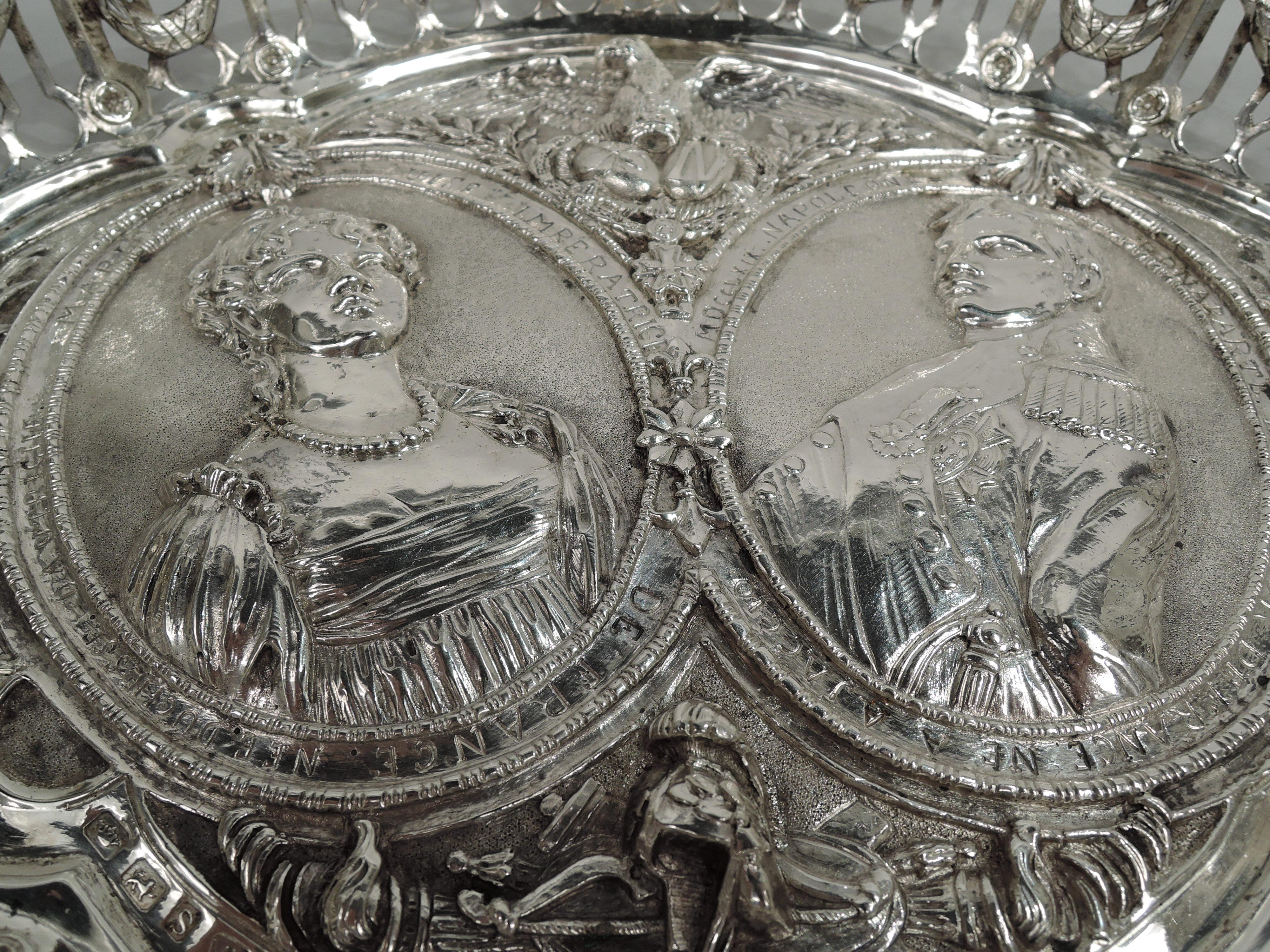 19th Century Antique German Bowl Commemorating Fun Couple Napoleon & Marie Louise For Sale