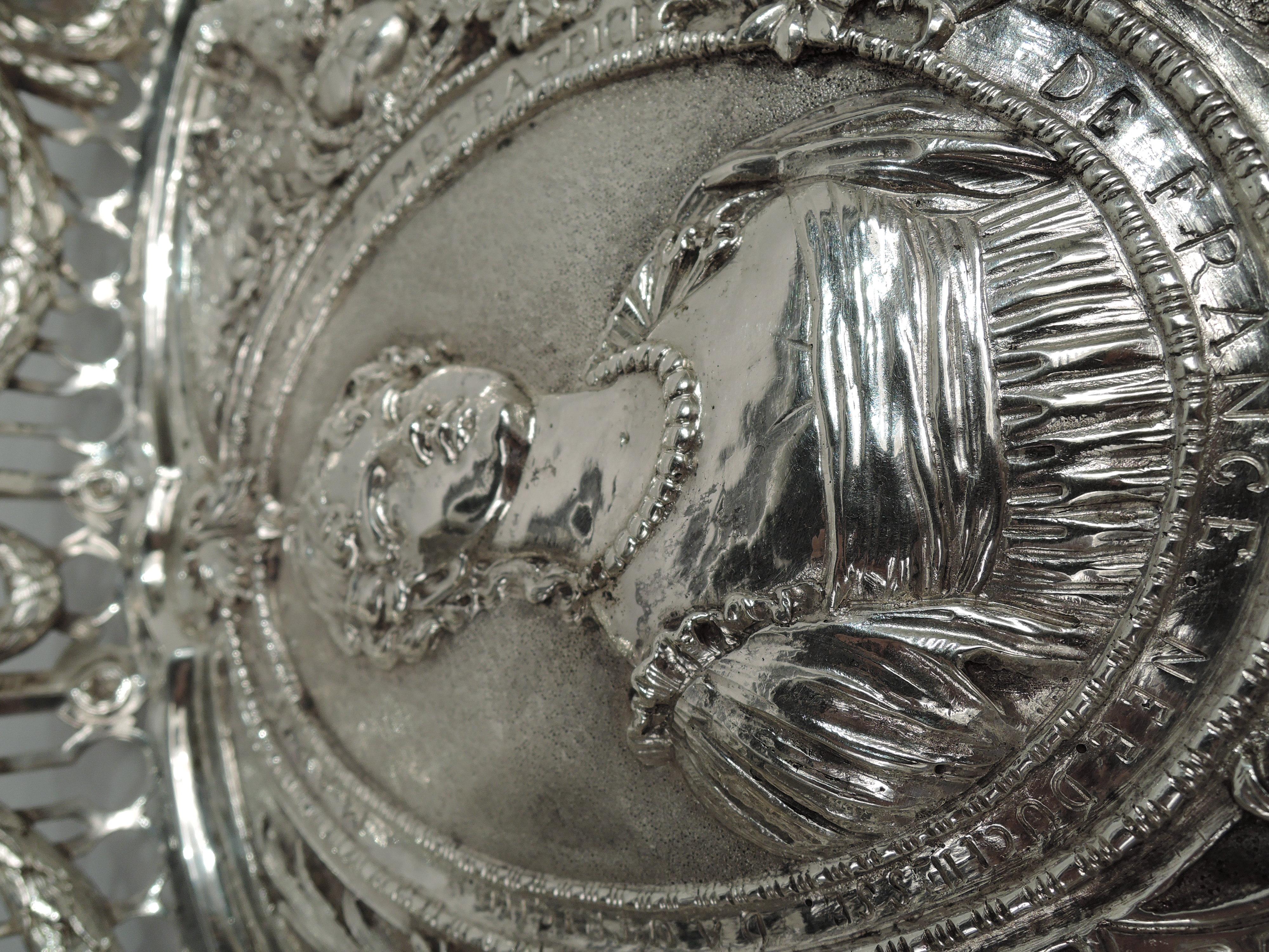Silver Antique German Bowl Commemorating Fun Couple Napoleon & Marie Louise For Sale