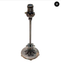 Antique German Brass Boudoir Candlestick Table Lamp