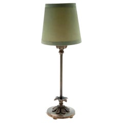 Antica lampada da tavolo boudoir in ottone tedesco