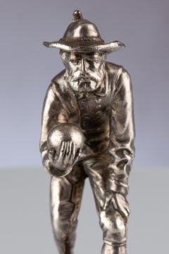 Antique German Britannia Silver-Plated Metal Bowling Figure By WMF, Circa 1900