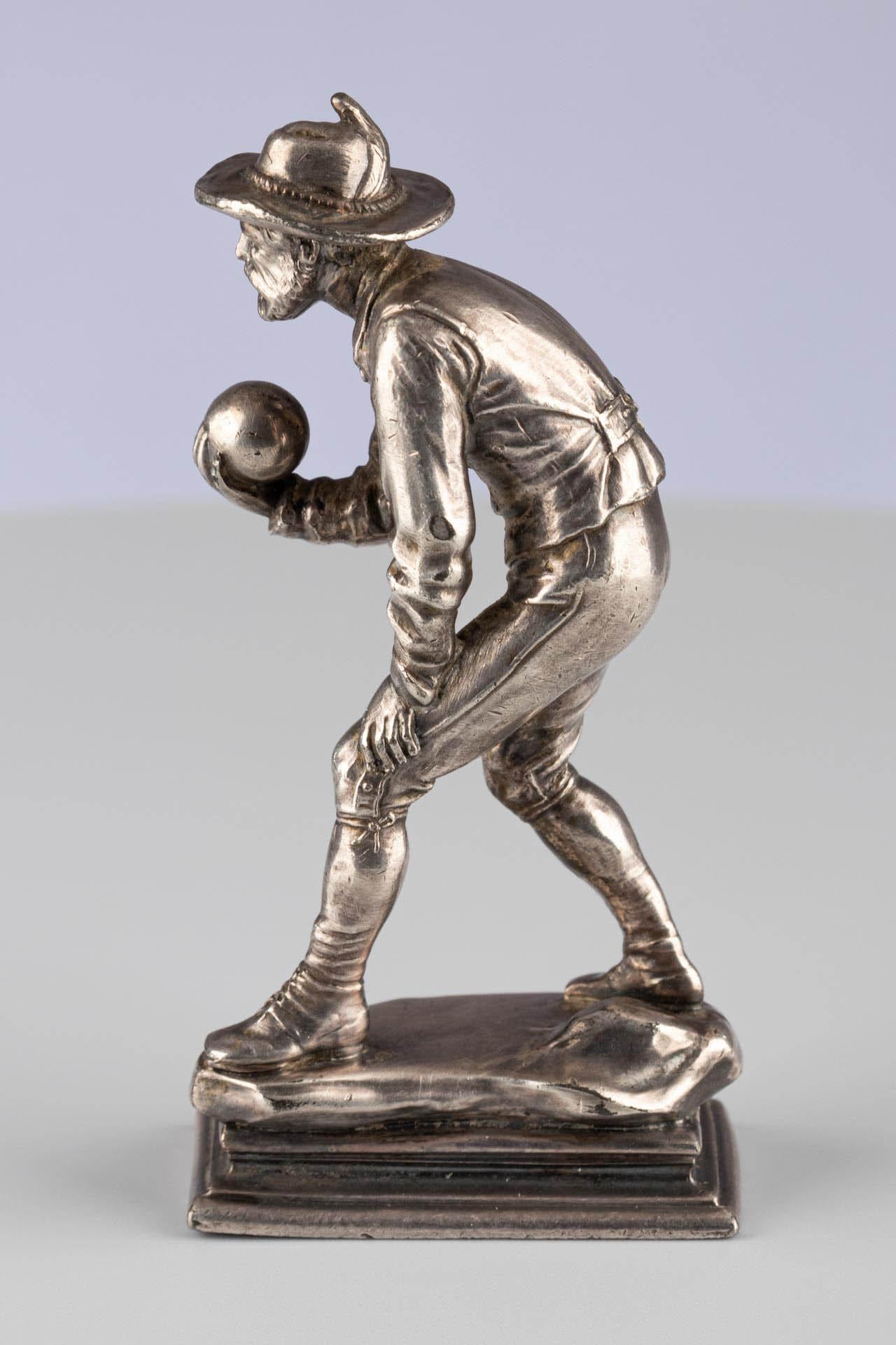 Ancienne figurine de bowling allemande Britannia en métal argenté par WMF, vers 1900 Bon état - En vente à Greven, DE