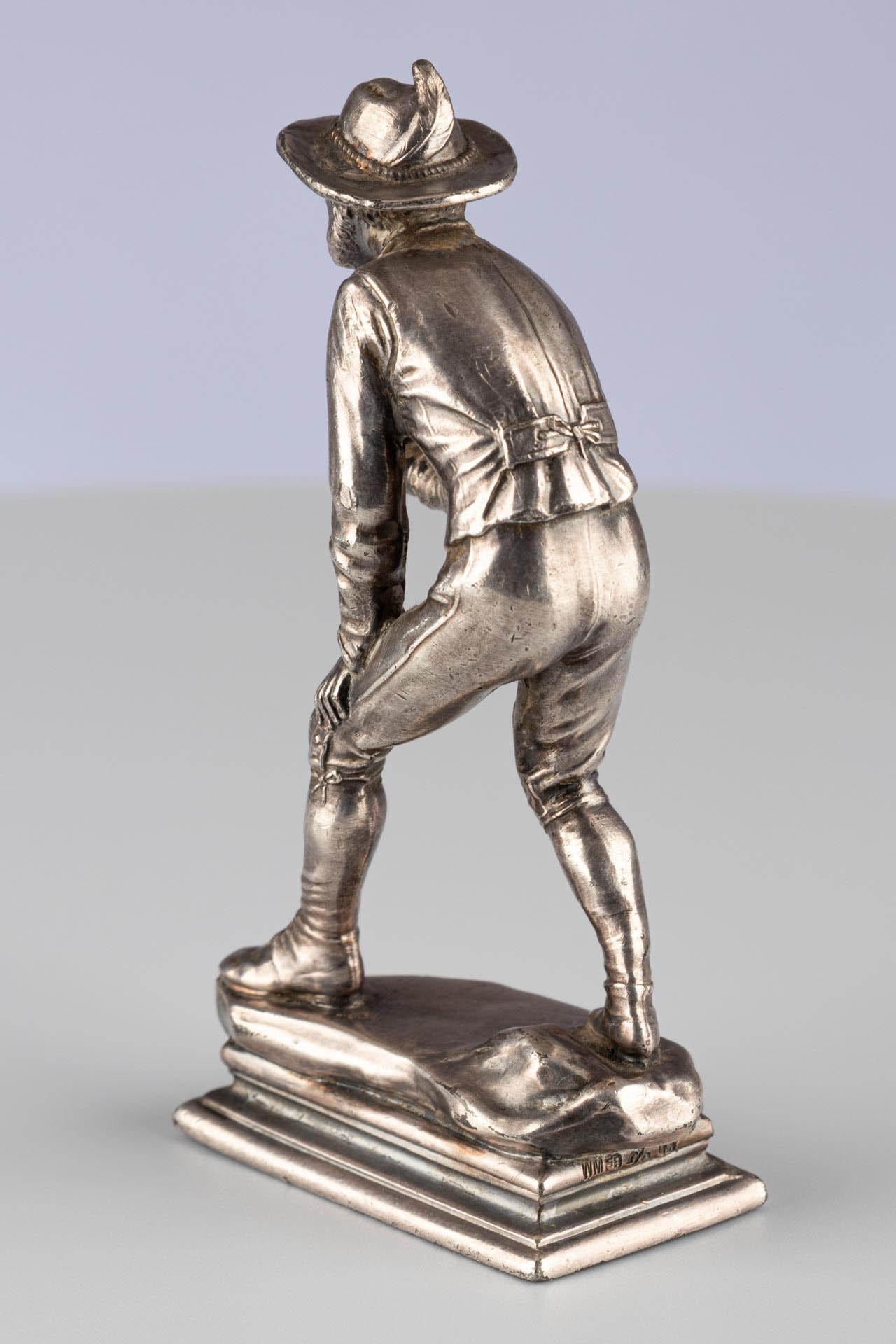 20ième siècle Ancienne figurine de bowling allemande Britannia en métal argenté par WMF, vers 1900 en vente