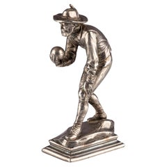 Antique German Britannia Silver-Plated Metal Bowling Figure By WMF, Circa 1900