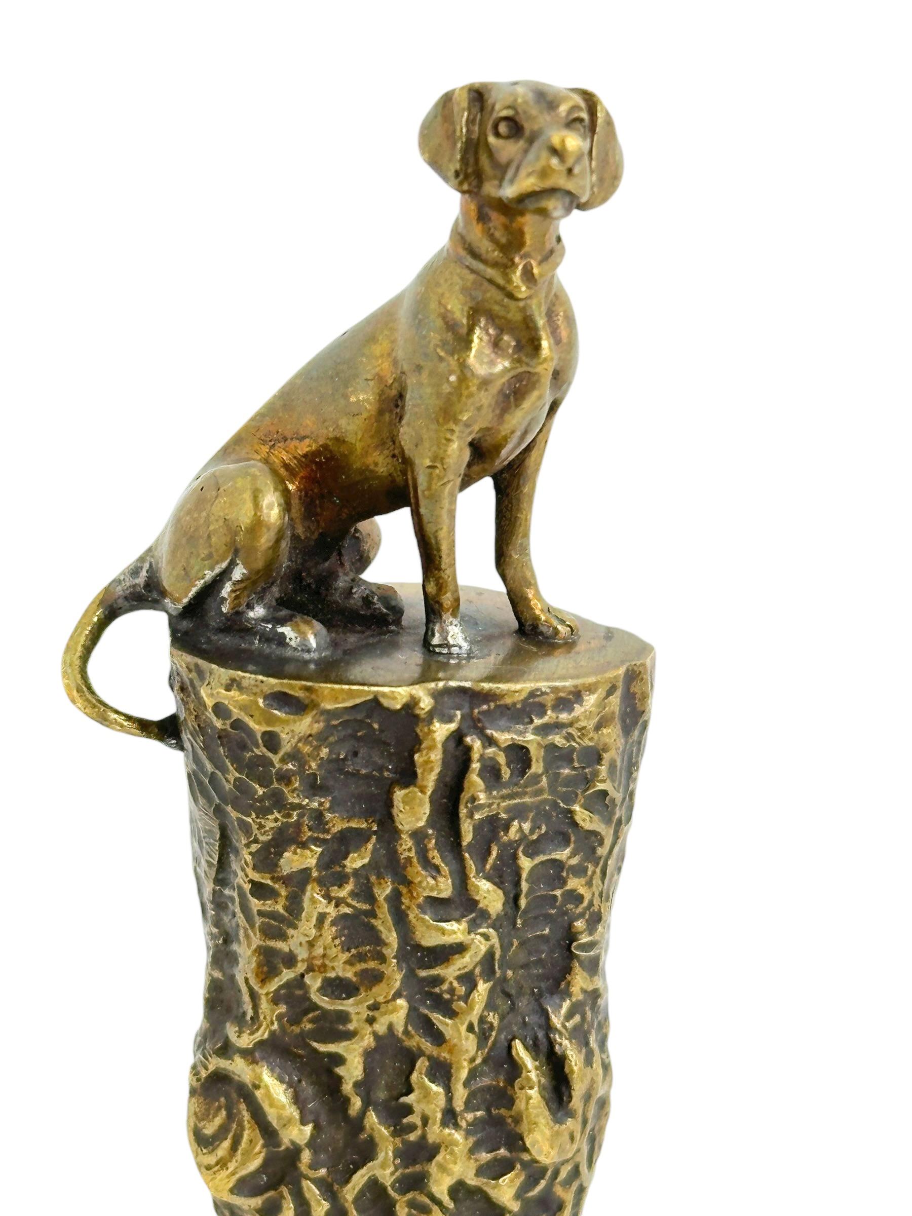 Folk Art Antique German Bronze Cigar Cutter with Dog , 1900s