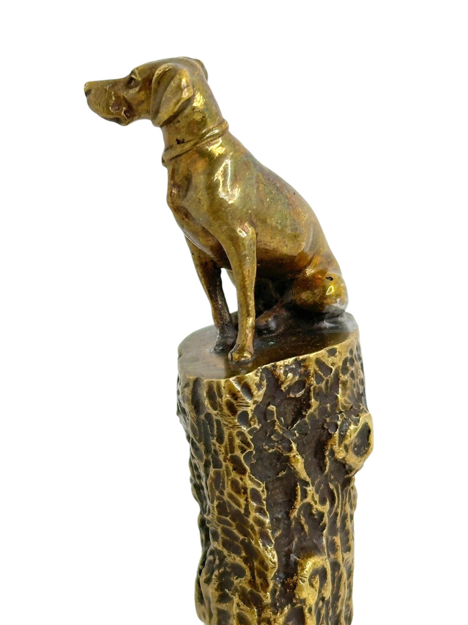 Metal Antique German Bronze Cigar Cutter with Dog , 1900s
