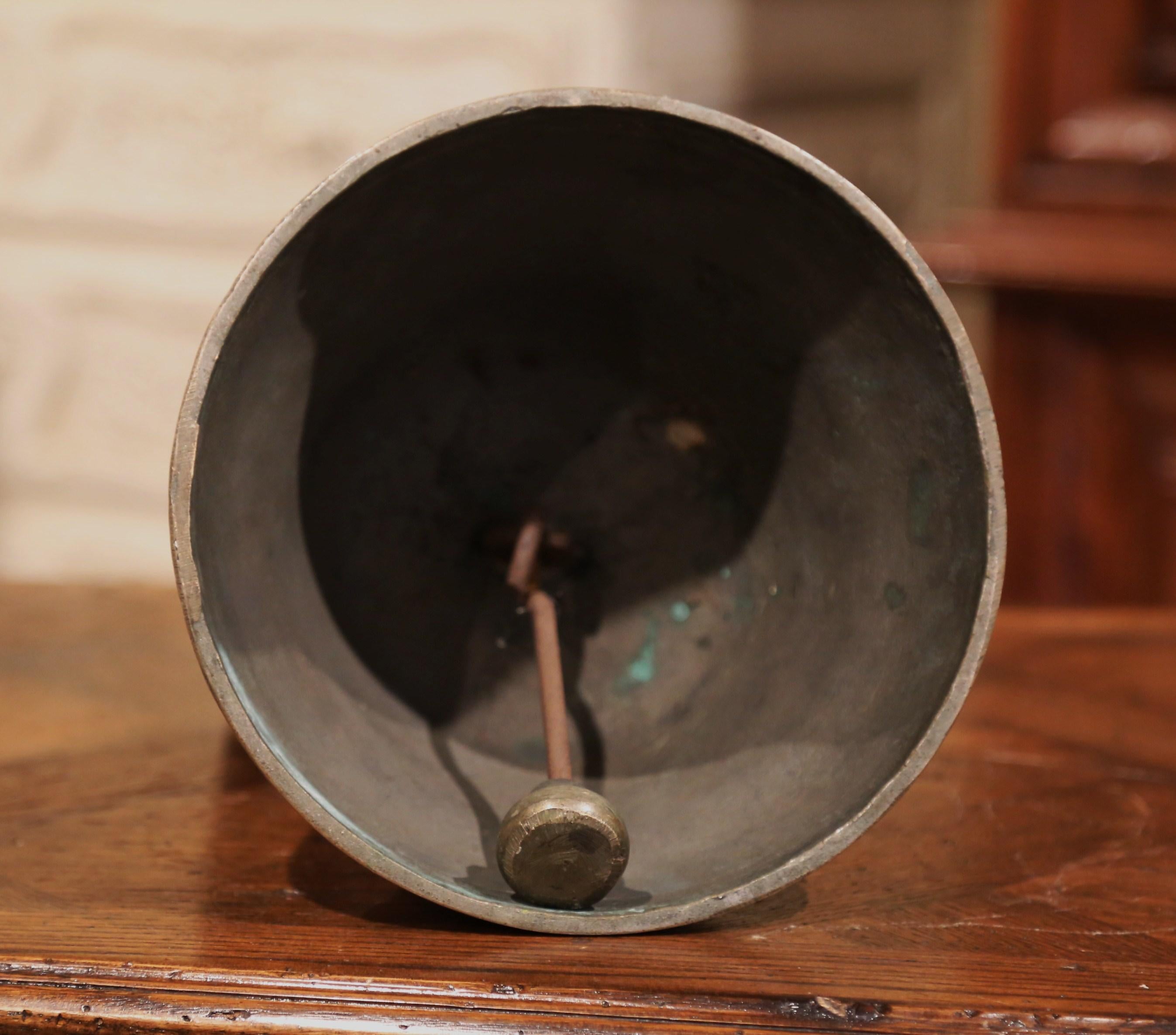 Antique German Bronze Cow Bell with Original Leather Strap and Buckle Dated 1924 3