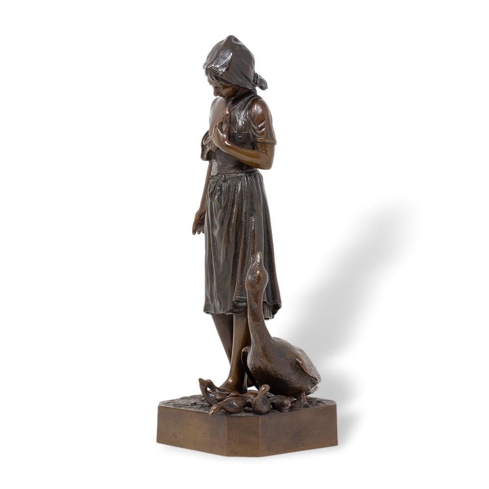 Art Nouveau Antique German Bronze Figure by Hermann Gladenbeck For Sale