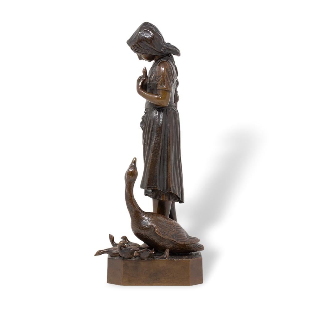 Cast Antique German Bronze Figure by Hermann Gladenbeck For Sale