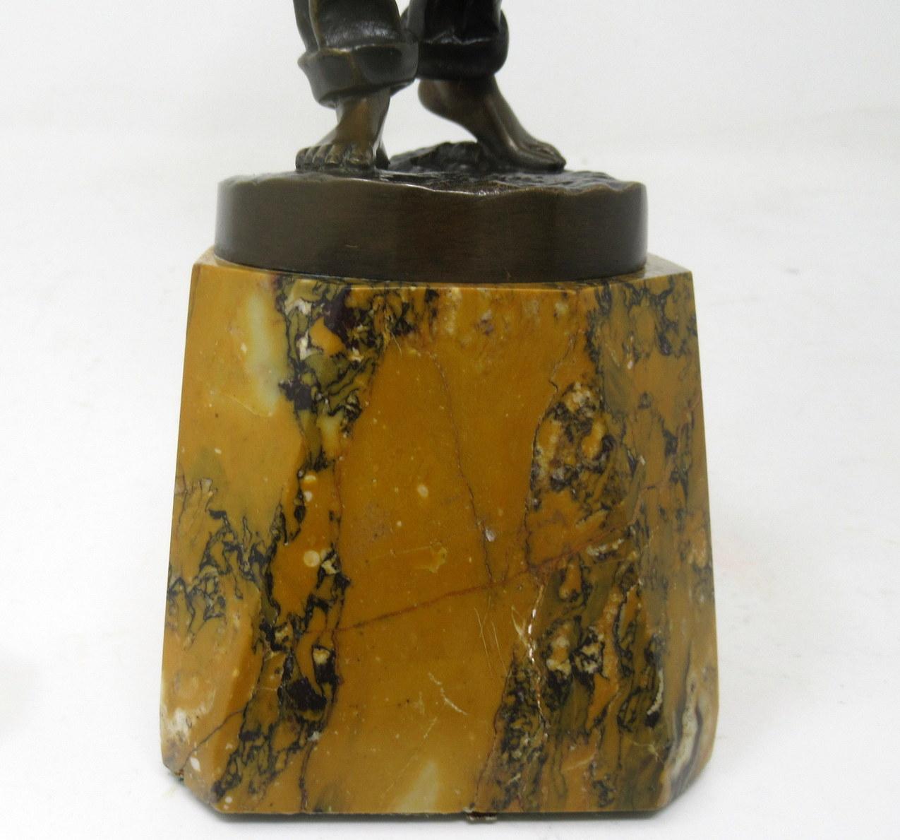Antique German Bronze Male Boy Figure Sienna Marble Constantin Holand Art Deco For Sale 5