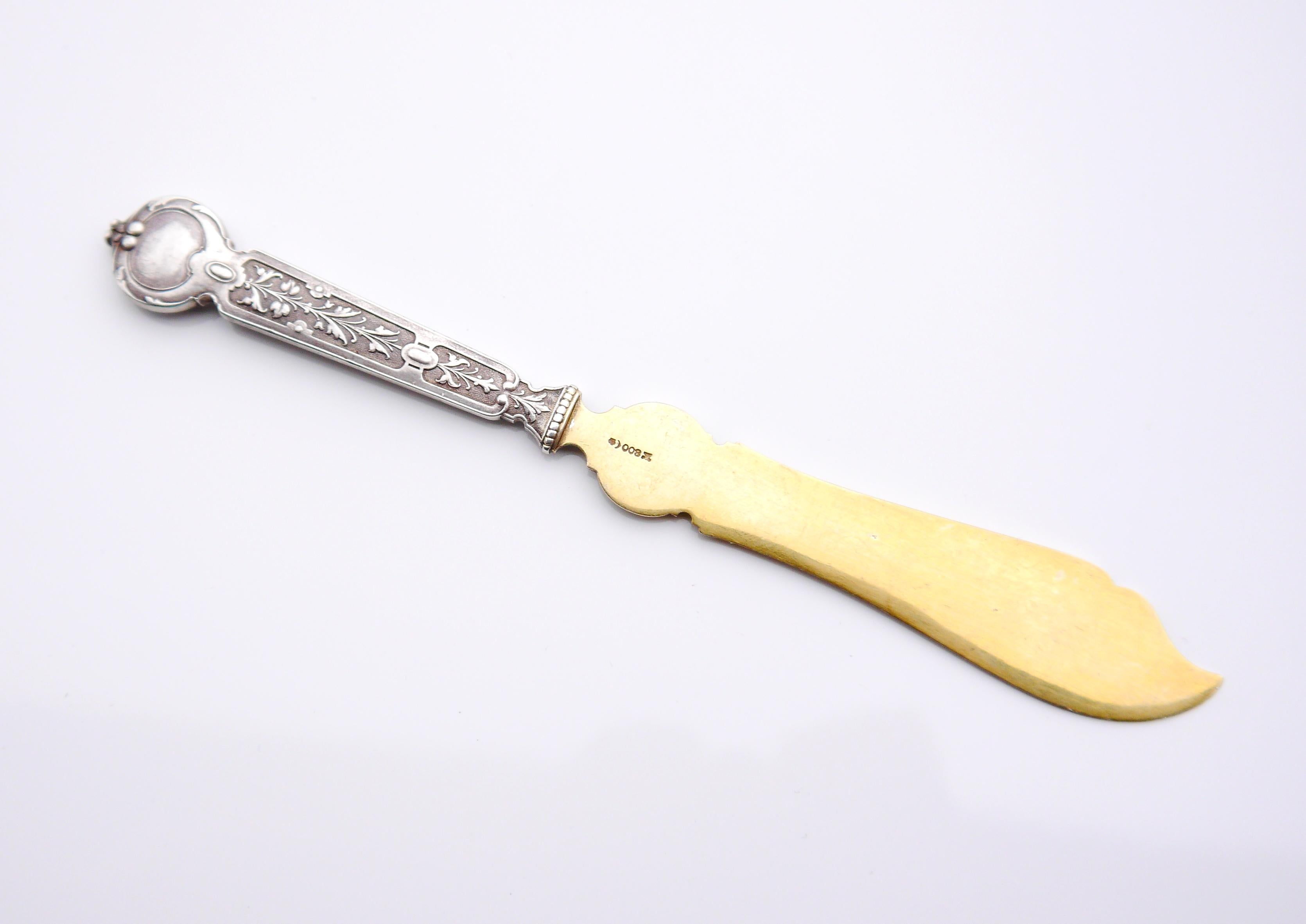 Antique German Butter Knife of Paul L.E. von Kleist solid 835 Silver / 71gr For Sale 6