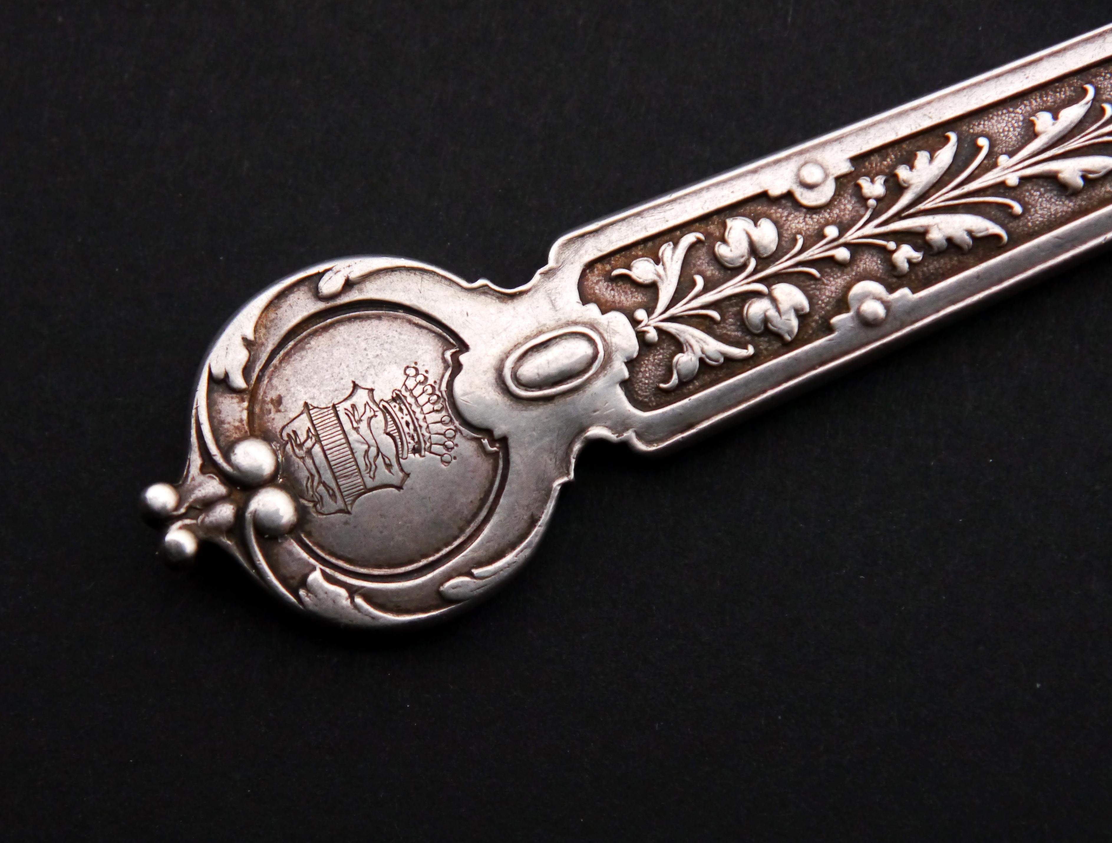 Antique German Butter Knife of Paul L.E. von Kleist solid 835 Silver / 71gr For Sale 1