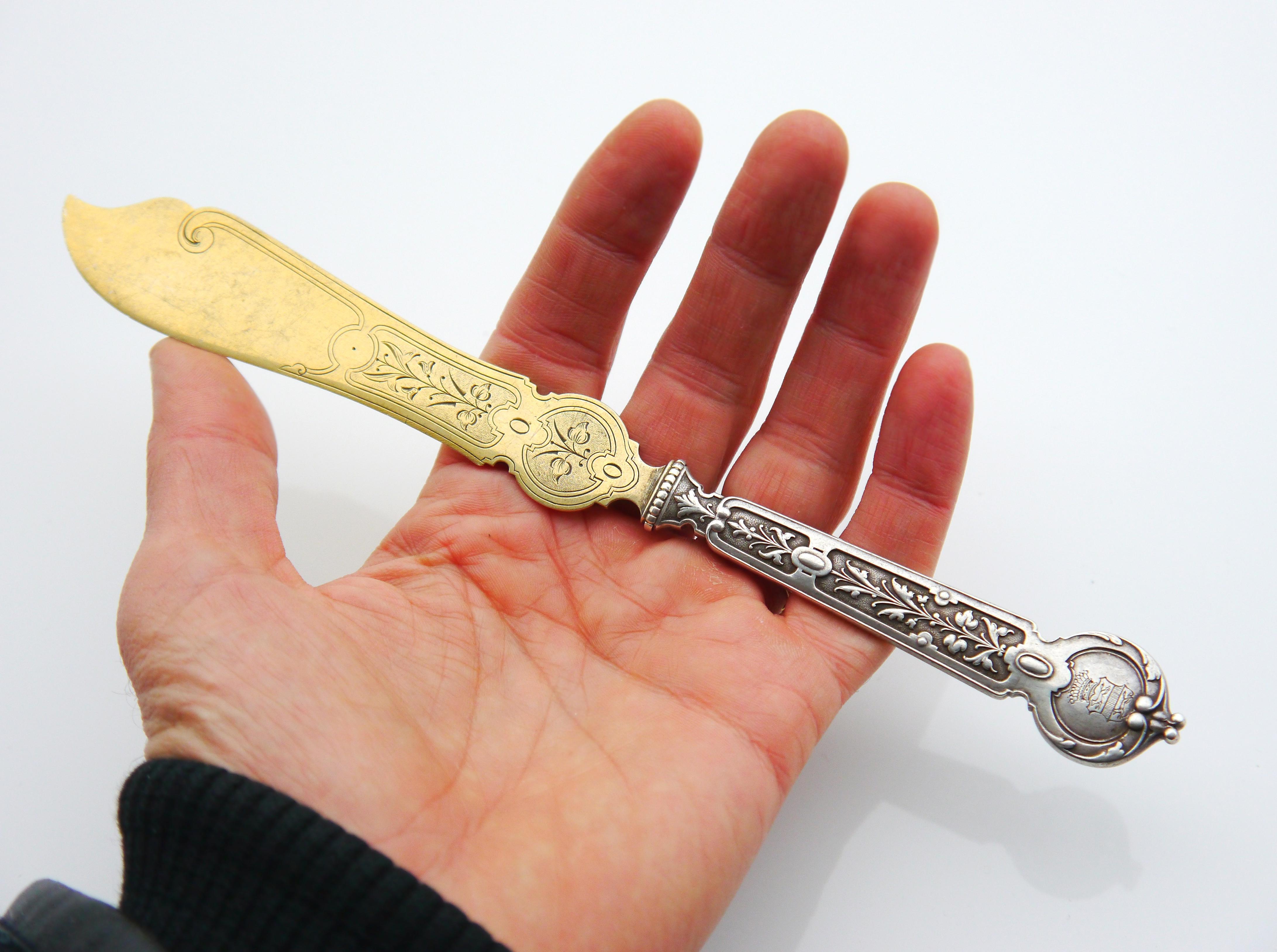 Antique German Butter Knife of Paul L.E. von Kleist solid 835 Silver / 71gr For Sale 3