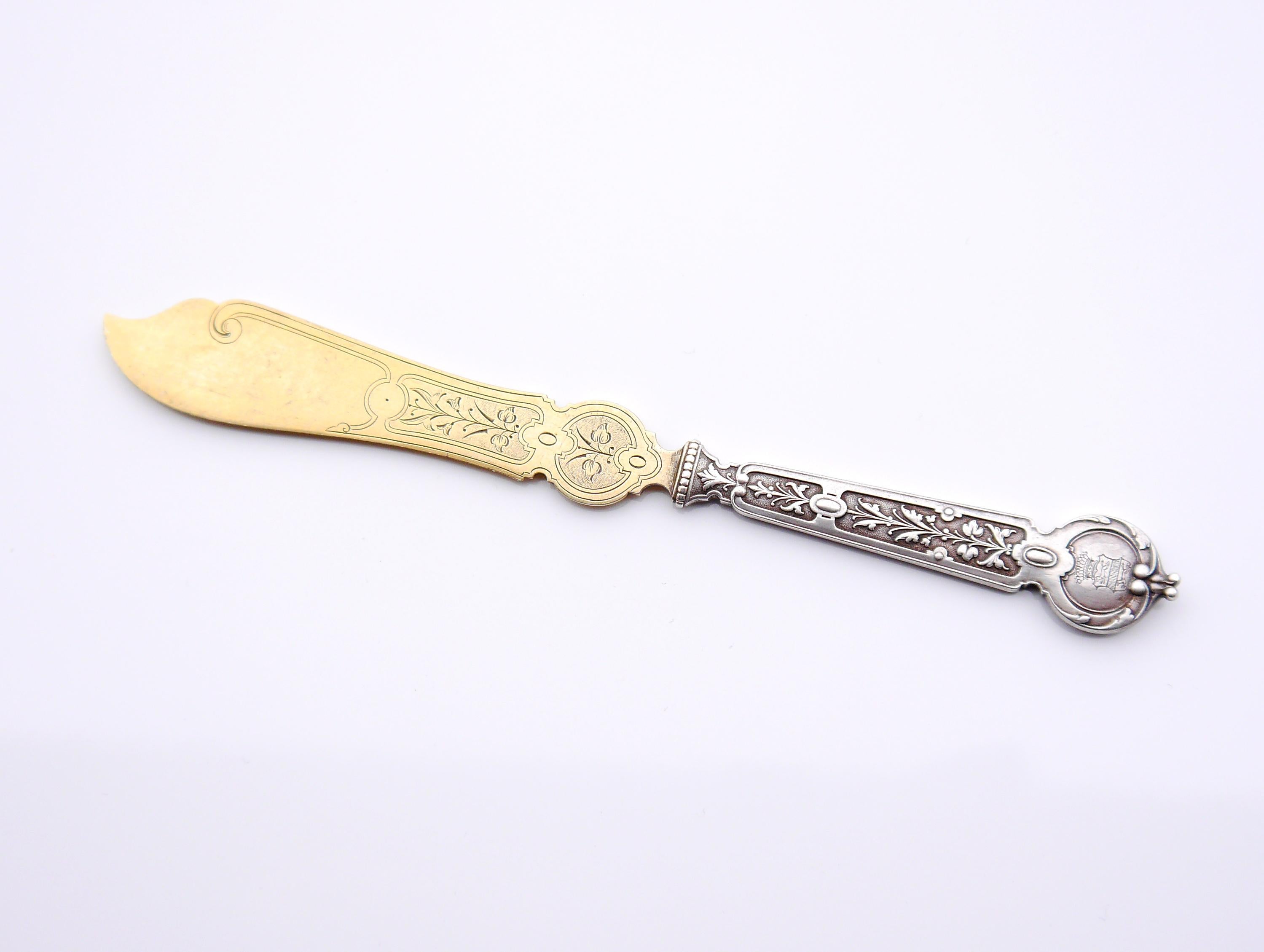 Antique German Butter Knife of Paul L.E. von Kleist solid 835 Silver / 71gr For Sale 4