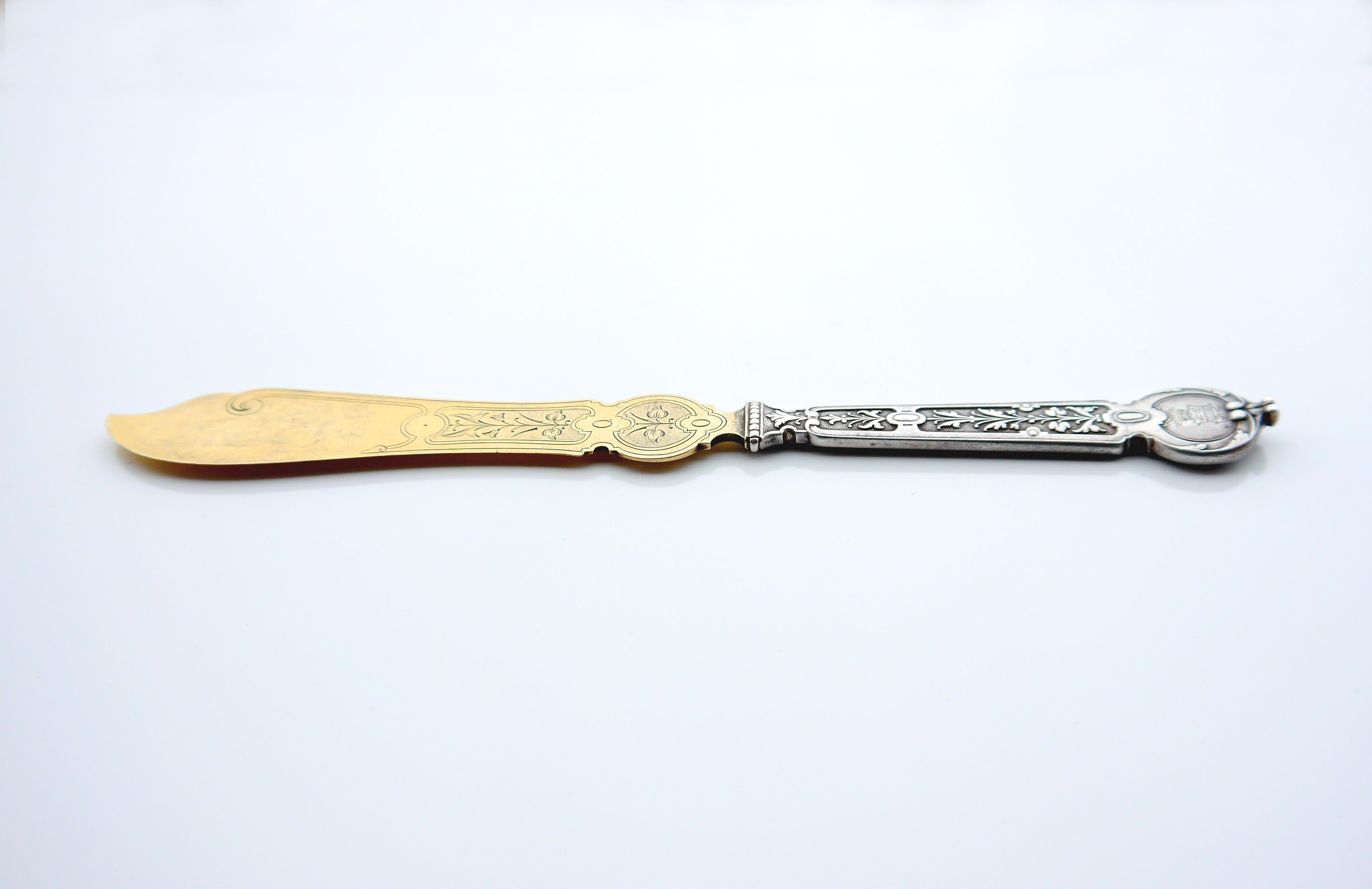 Antique German Butter Knife of Paul L.E. von Kleist solid 835 Silver / 71gr For Sale 5