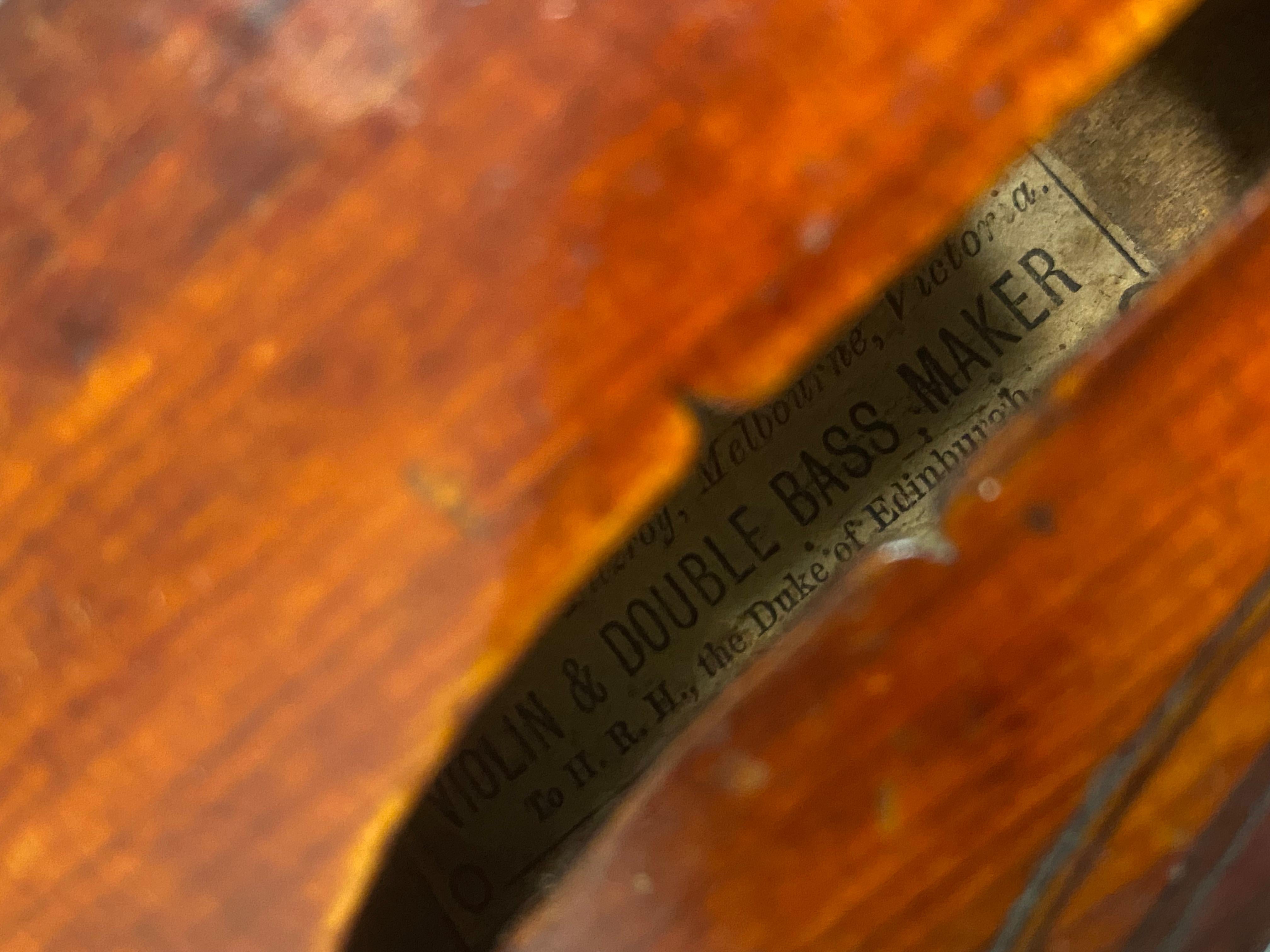 Antique German c1850 Violin in style of Giovanni Maggini, repaired by J Devereux For Sale 4